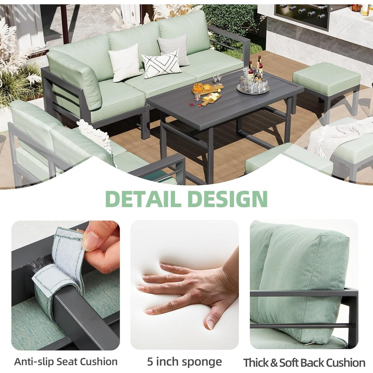 AECOJOY Set di mobili da giardino in alluminio, tavolo da conversazione e sedia per esterni
