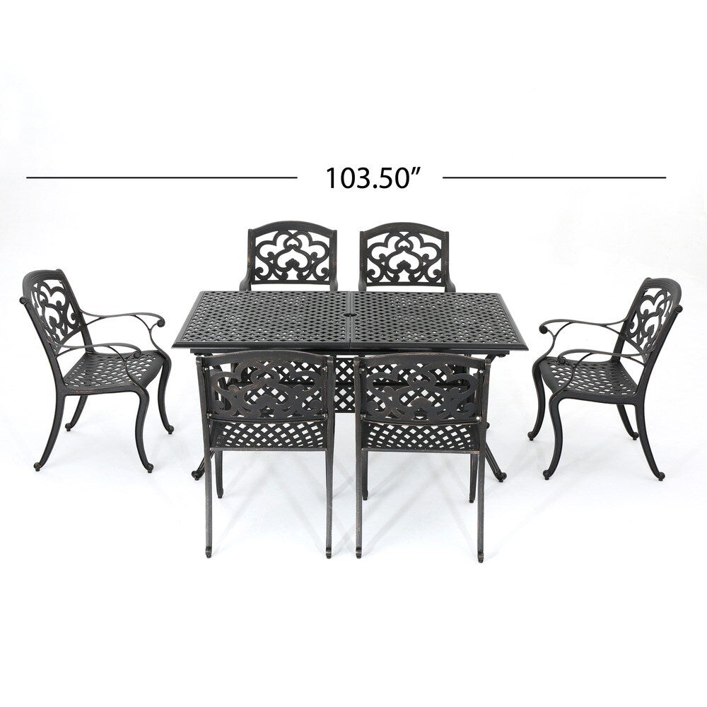 Collezione da pranzo rustica in alluminio pressofuso Abigal Outdoor Copper Cast di Christopher Knight Home - N/D