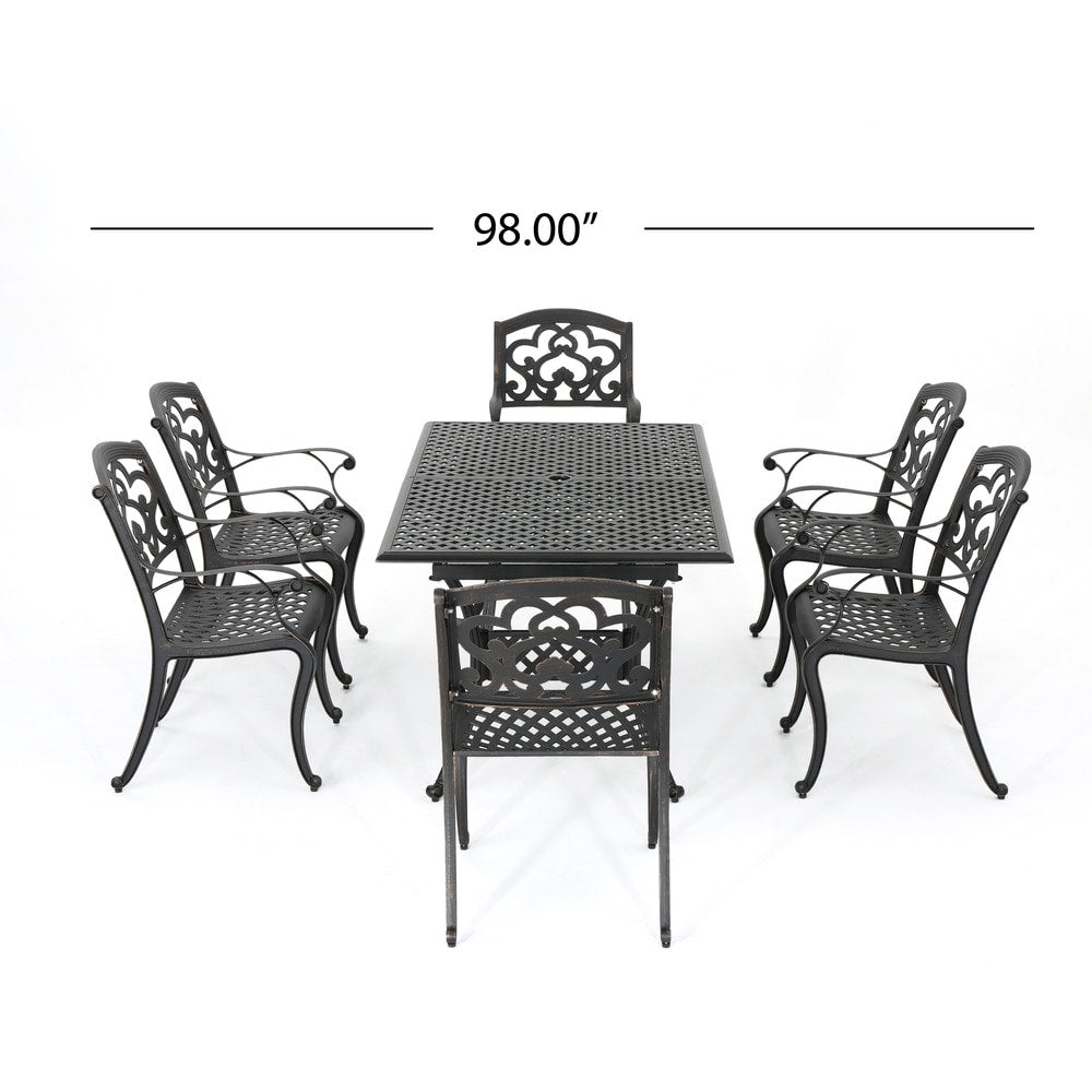 Collezione da pranzo rustica in alluminio pressofuso Abigal Outdoor Copper Cast di Christopher Knight Home - N/D