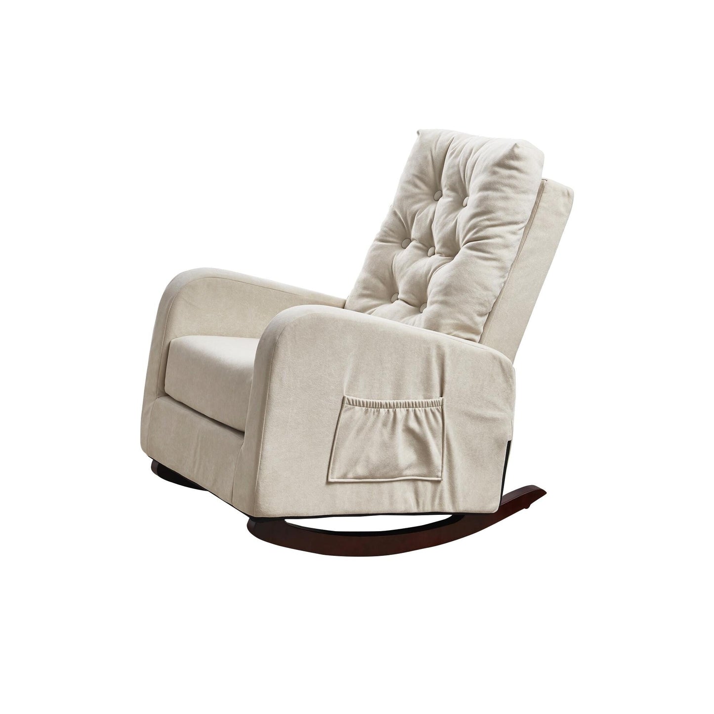 Poltrona reclinabile regolabile per balcone e tatami, design con schienale alto, gambe in legno massello, tasche laterali