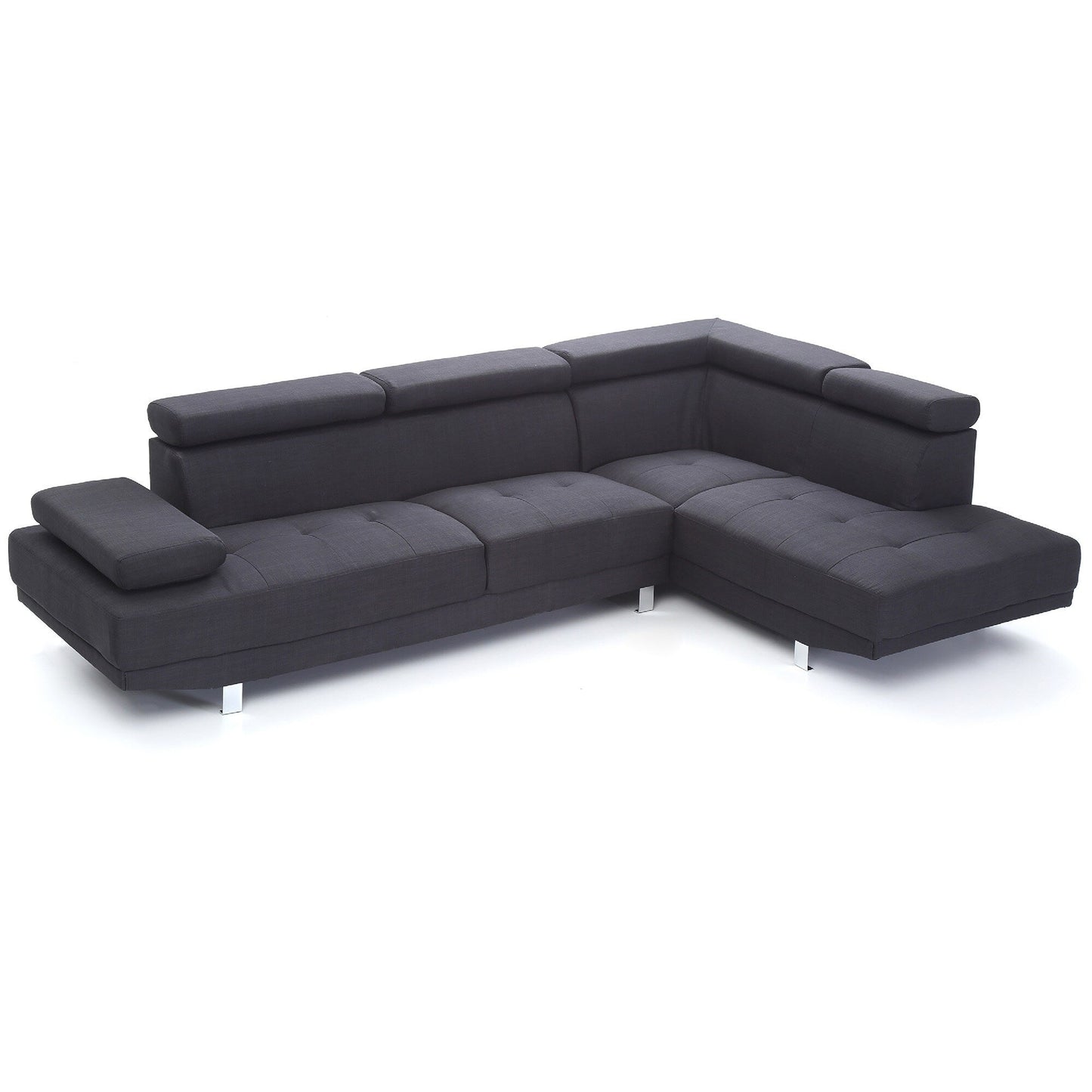 Divano componibile regolabile a forma di L in twill - 109 - Nero
