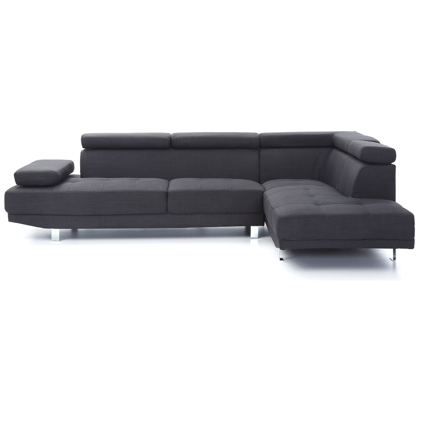Divano componibile regolabile a forma di L in twill - 109 - Nero