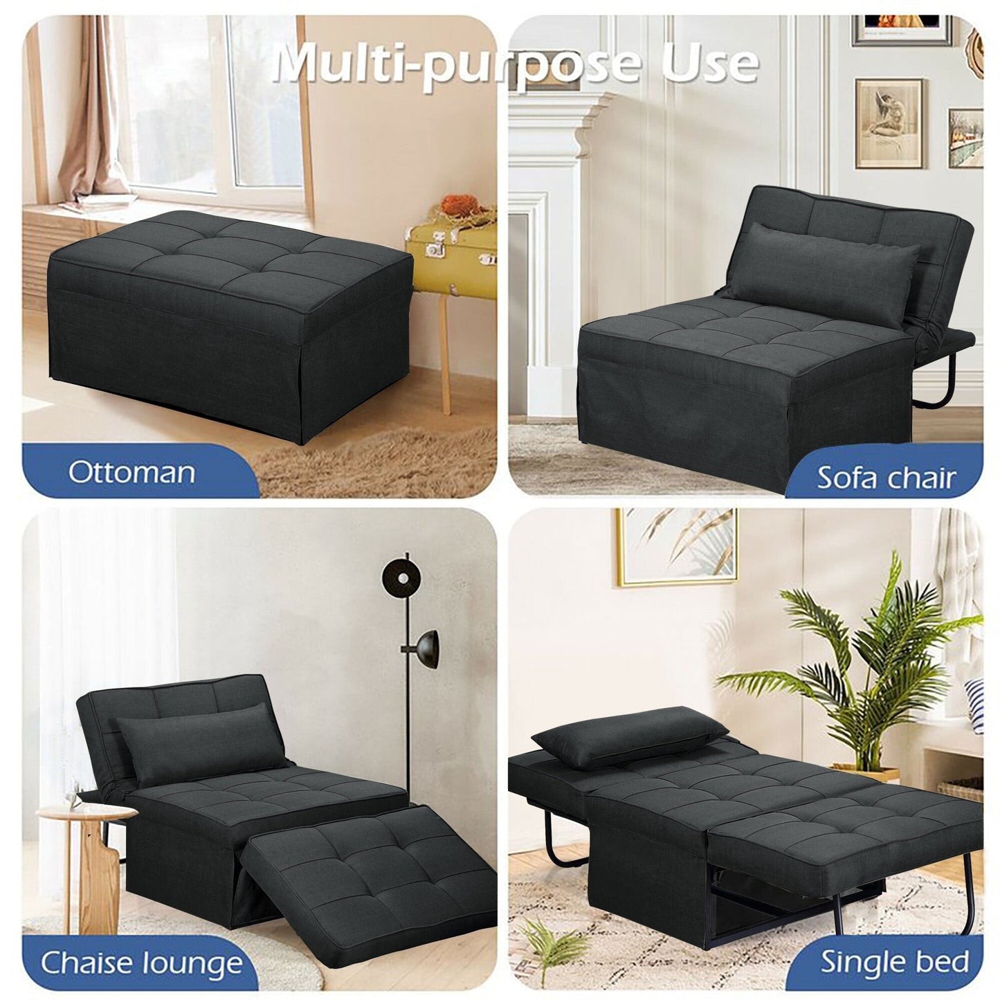 Divano letto trasformabile, poltrona, pouf pieghevole, poltrone reclinabili per soggiorno
