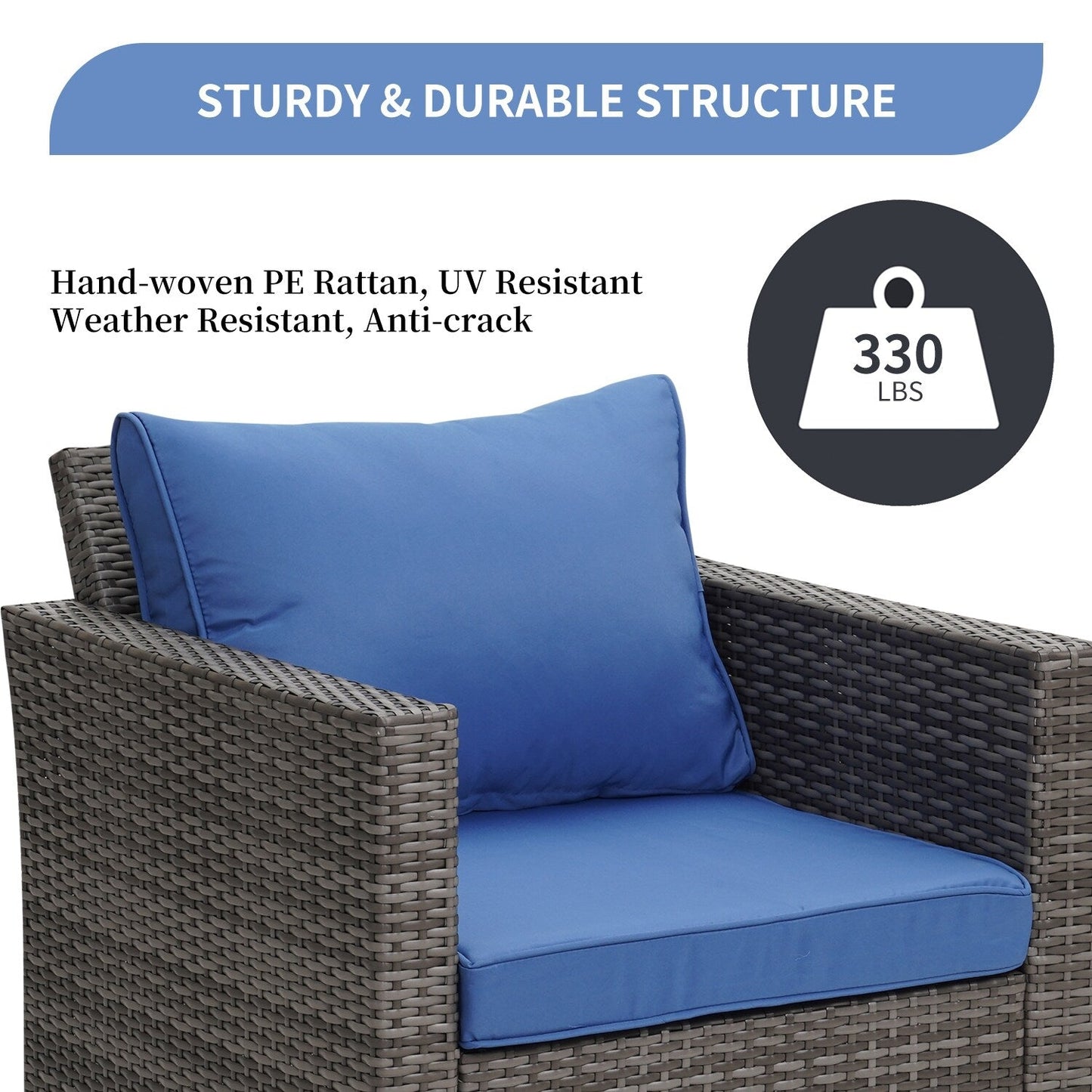 Ainfox Set di divani da esterno per patio Divano componibile in vimini Mobili da giardino Divano in rattan