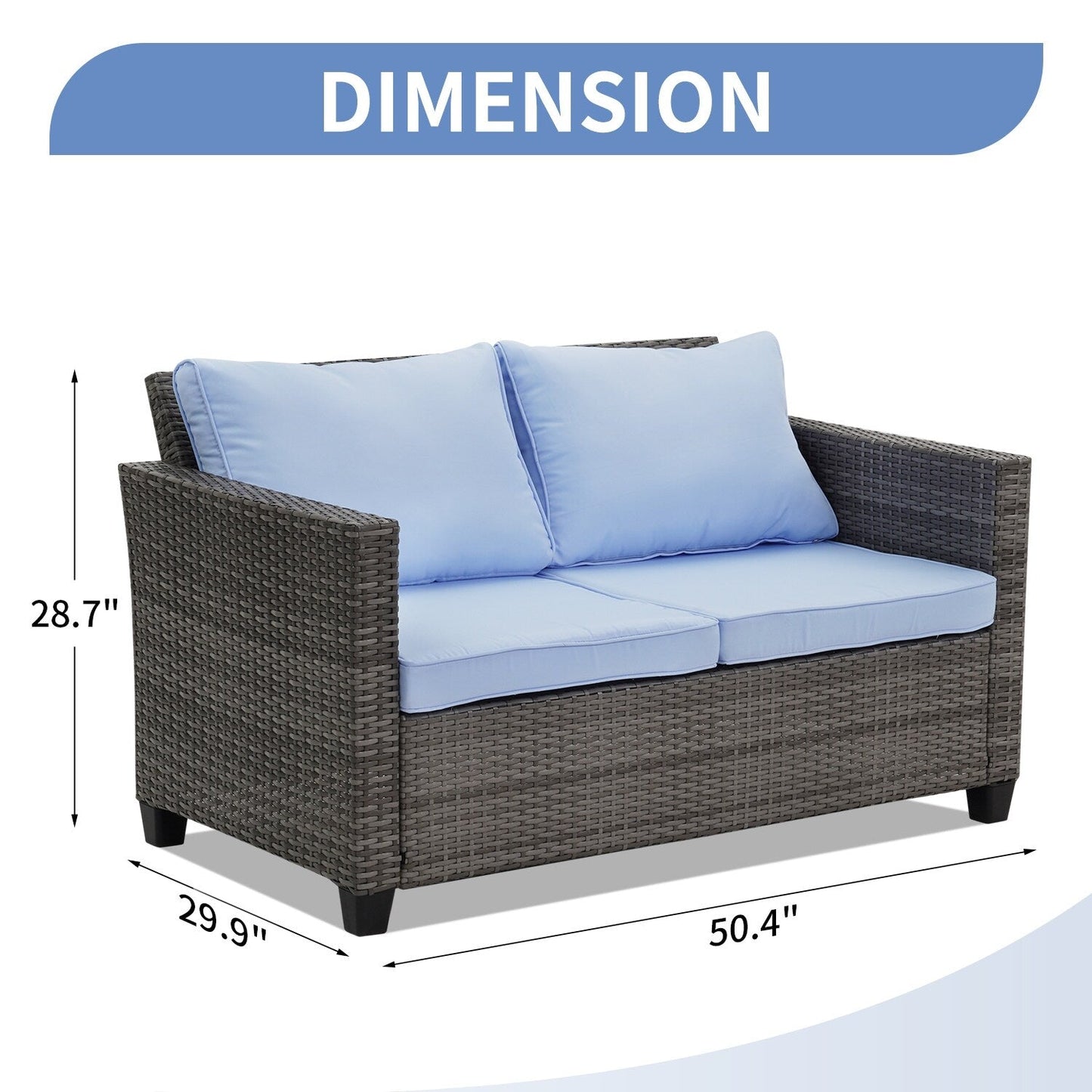 Ainfox Set di divani da esterno per patio Divano componibile in vimini Mobili da giardino Divano in rattan