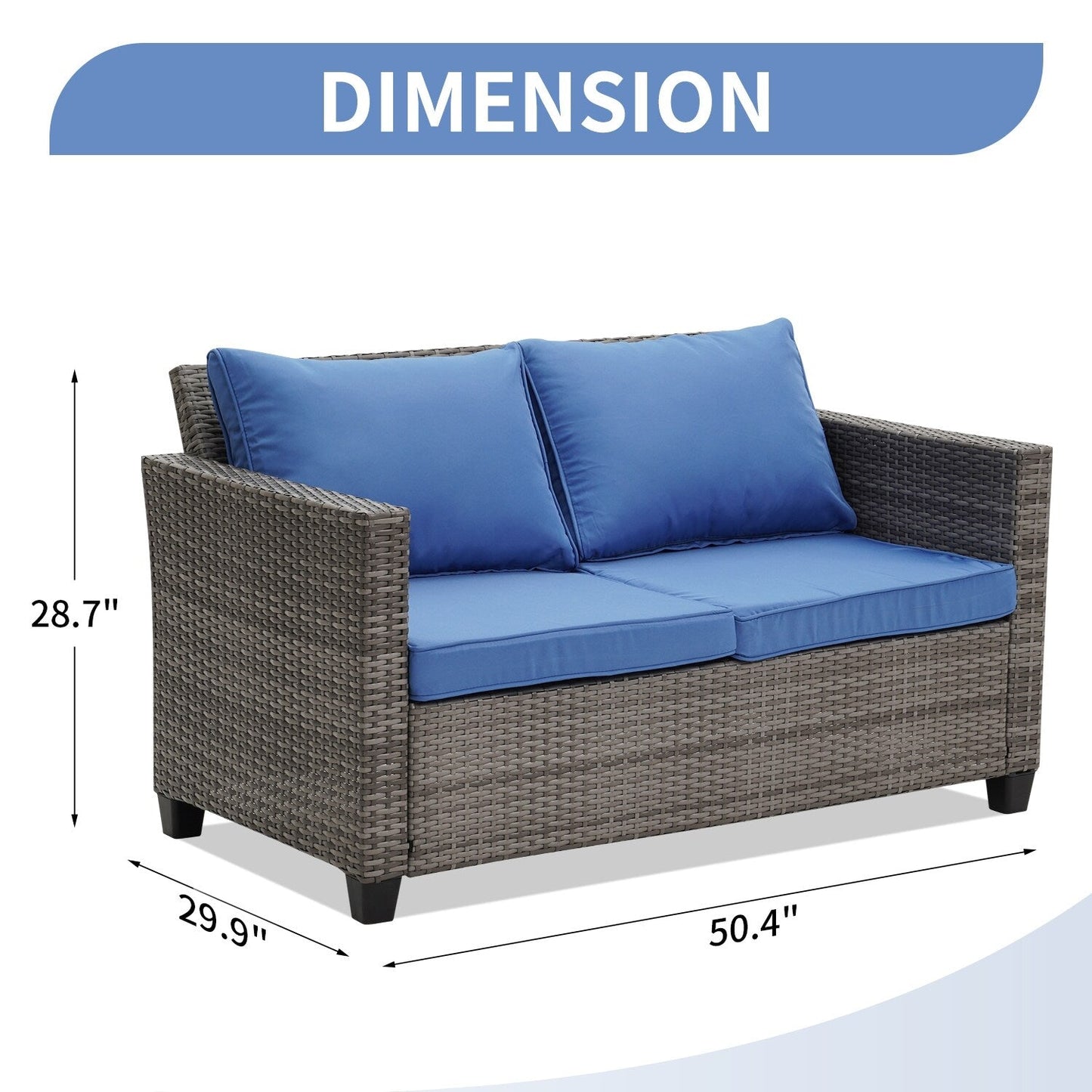 Ainfox Set di divani da esterno per patio Divano componibile in vimini Mobili da giardino Divano in rattan