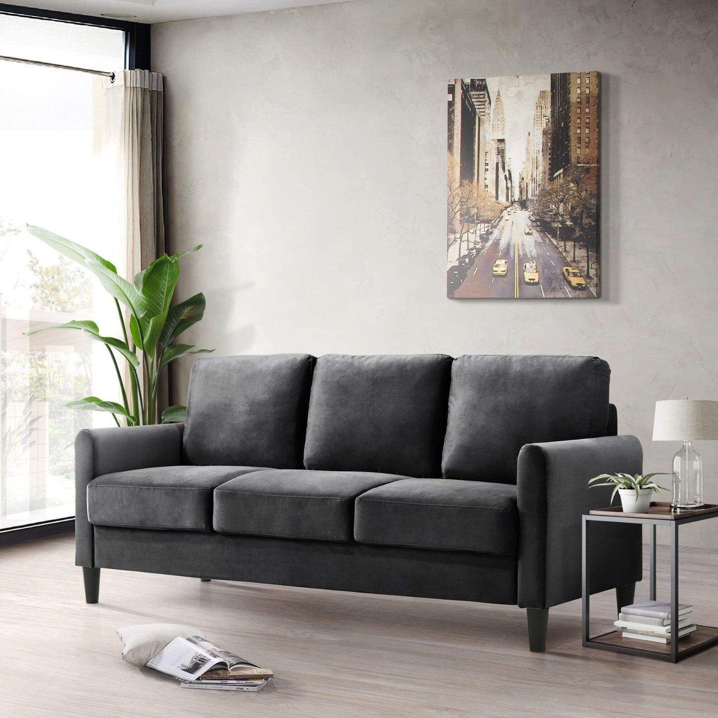Set da soggiorno con braccioli in velluto Clayfell Airell