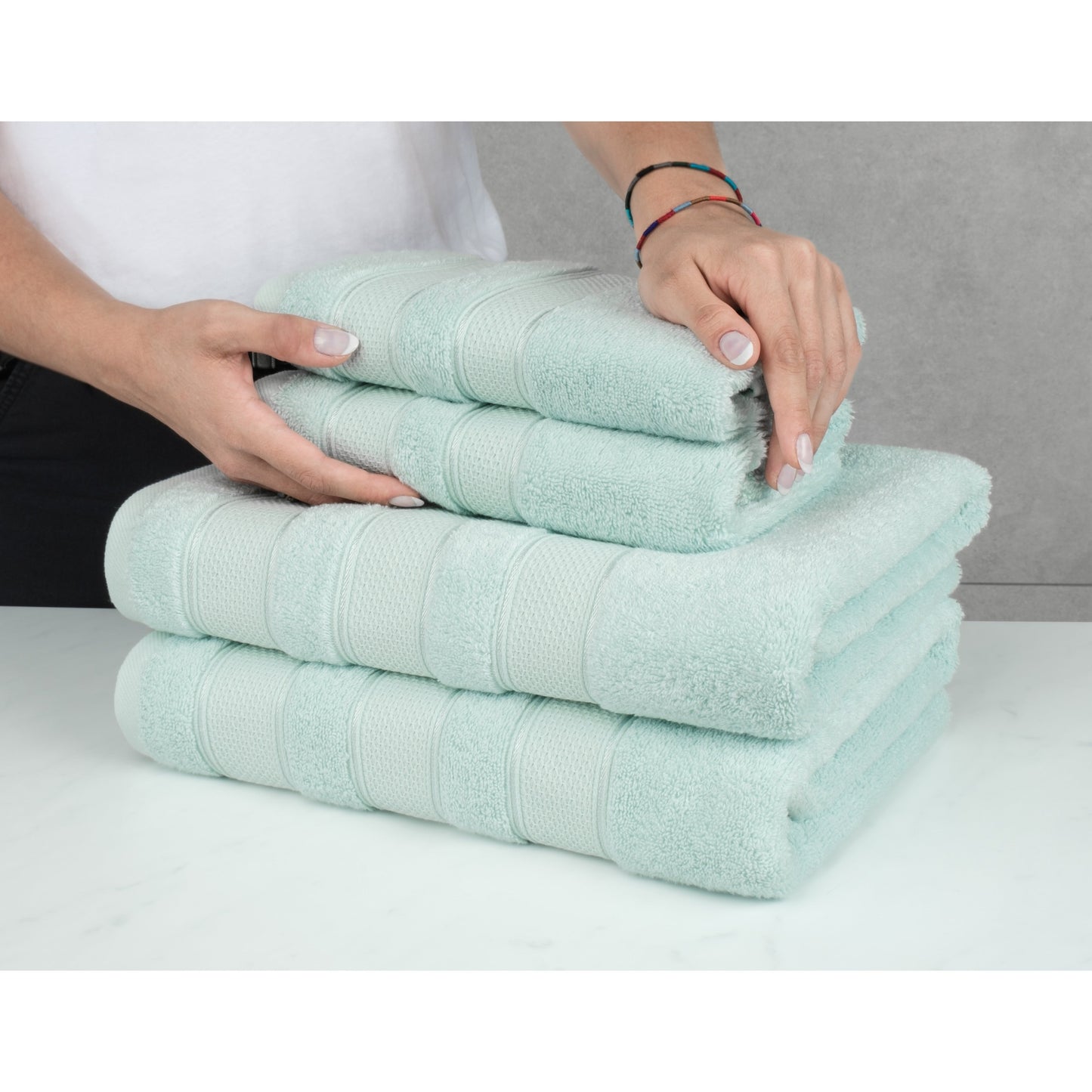 Set di asciugamani da bagno Salem in morbido lino americano, 6 pezzi di asciugamani per il bagno, grandi, 100% cotone, 2 asciugamani da bagno, 2 asciugamani per le mani, 2 salviette.