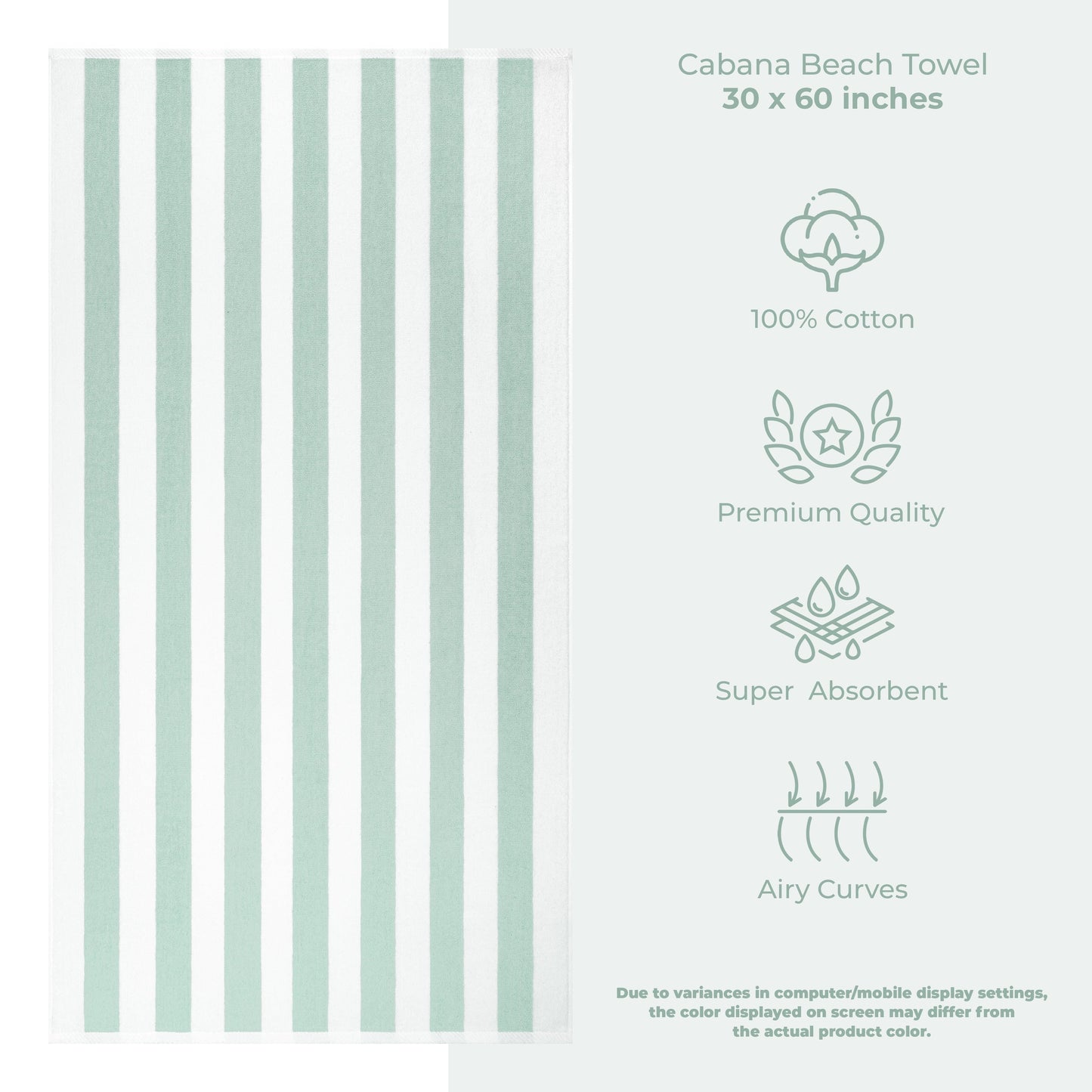 American Soft Linen, teli mare 100% cotone, confezione da 4, teli piscina a righe Cabana 30 x 60 cm