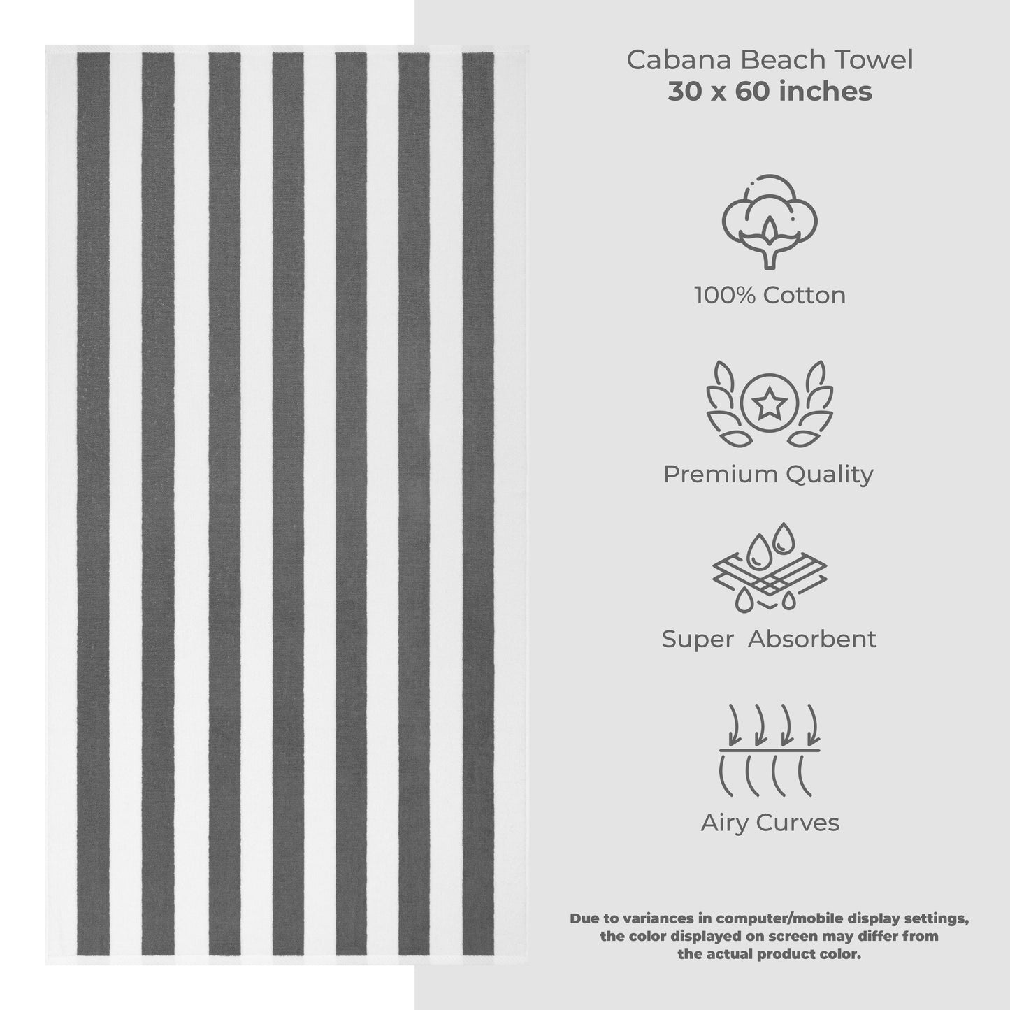 American Soft Linen, teli mare 100% cotone, confezione da 4, teli piscina a righe Cabana 30 x 60 cm