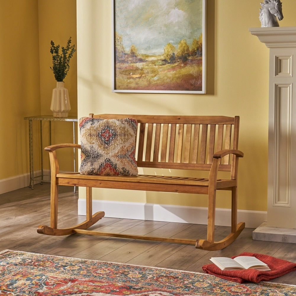 Sedia a dondolo da giardino in legno di acacia Amina di Christopher Knight Home