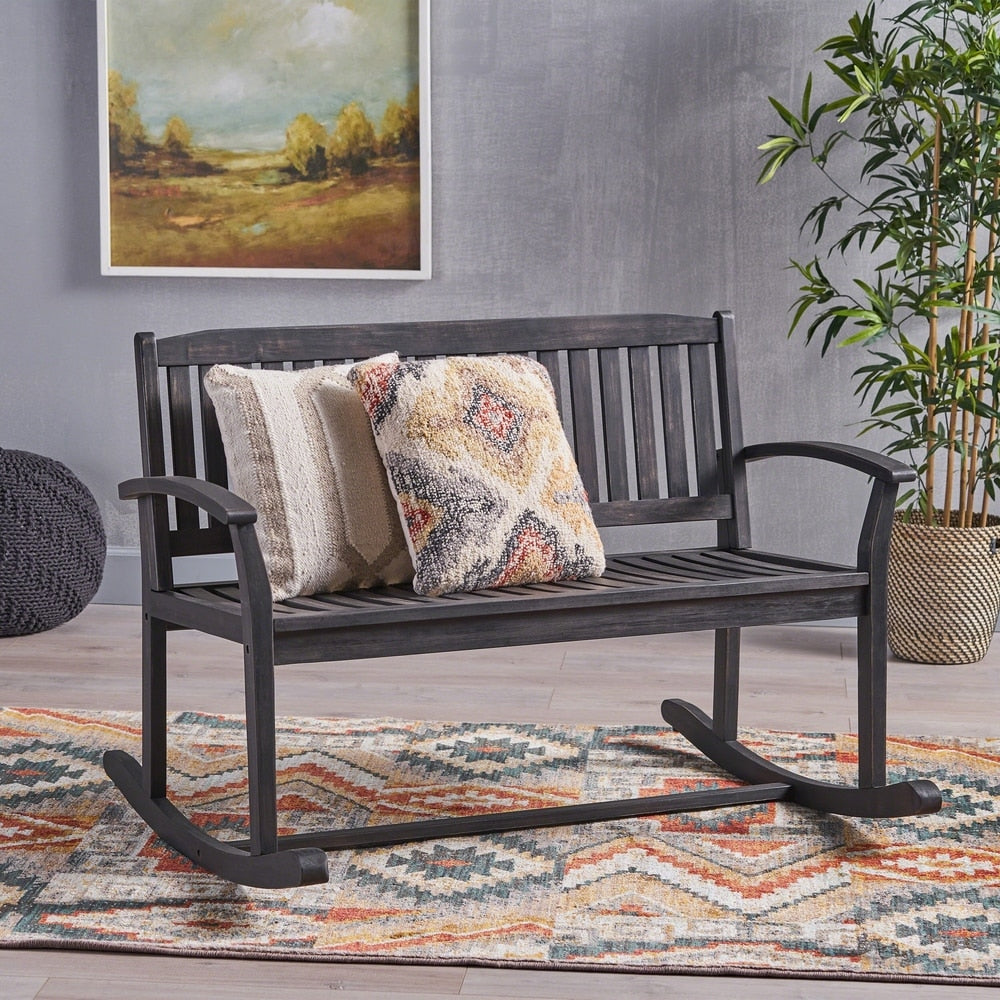 Sedia a dondolo da giardino in legno di acacia Amina di Christopher Knight Home