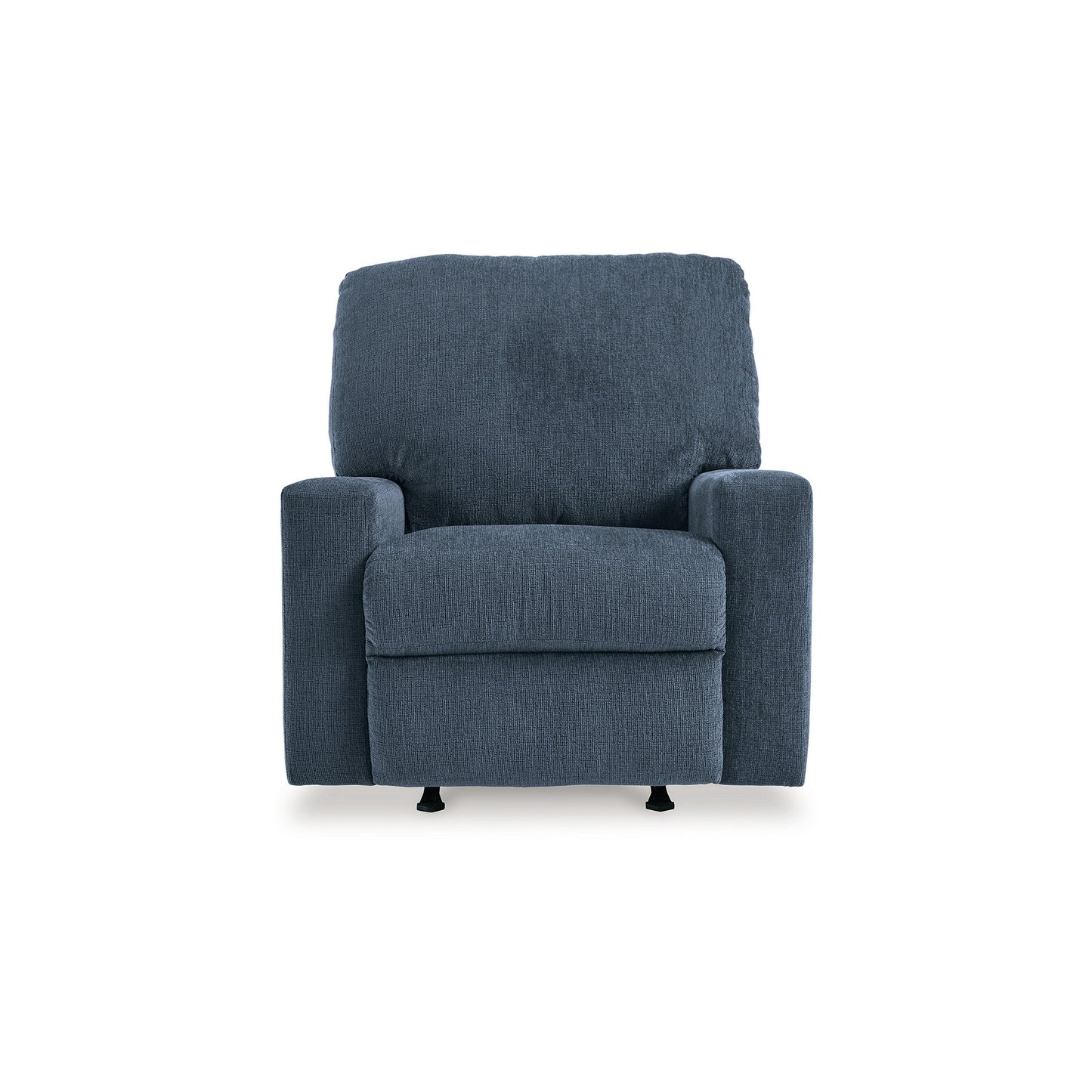 Poltrona reclinabile manuale Anise, con linguetta, in poliestere blu navy