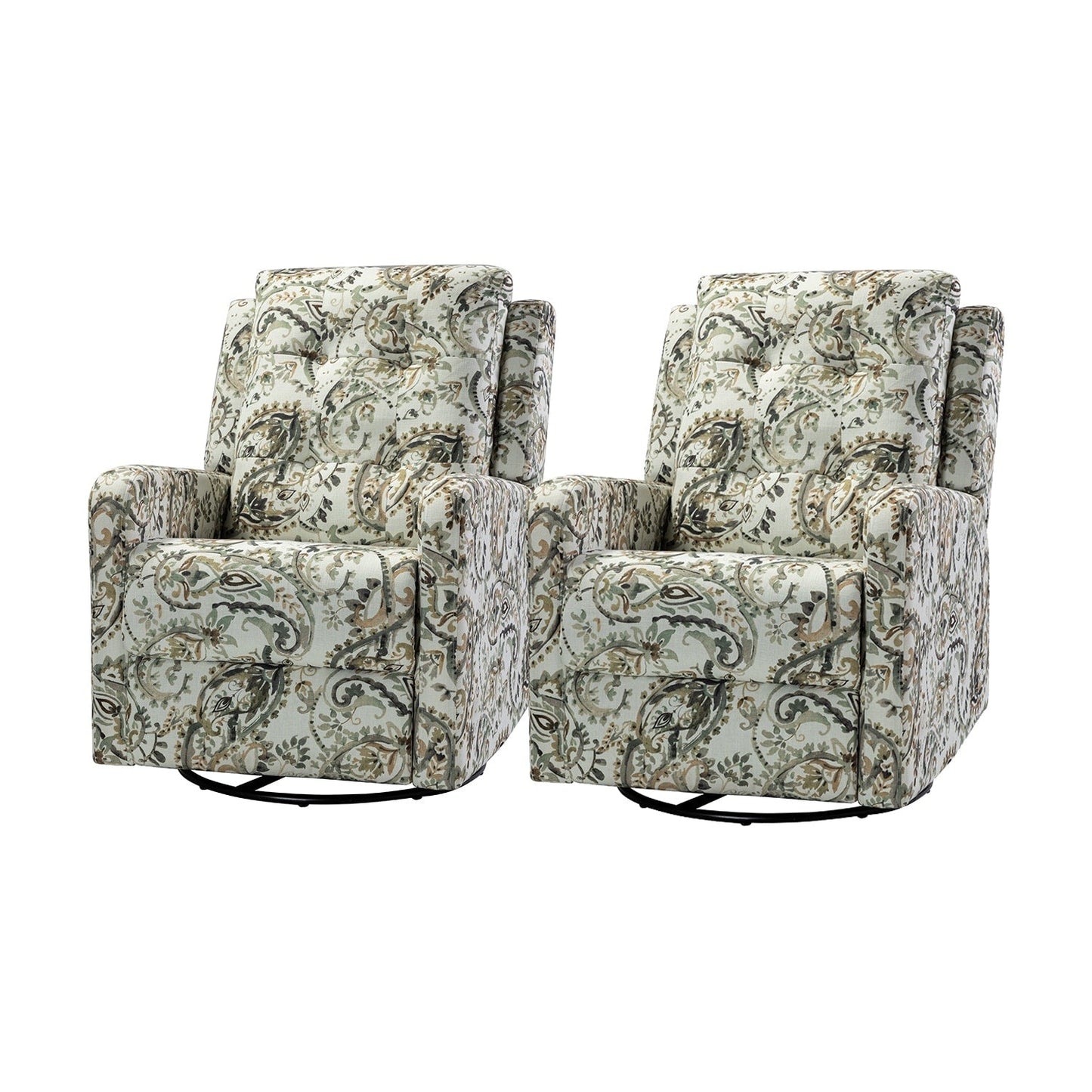 Poltrona reclinabile manuale Arlette Floral con schienale imbottito, set da 2