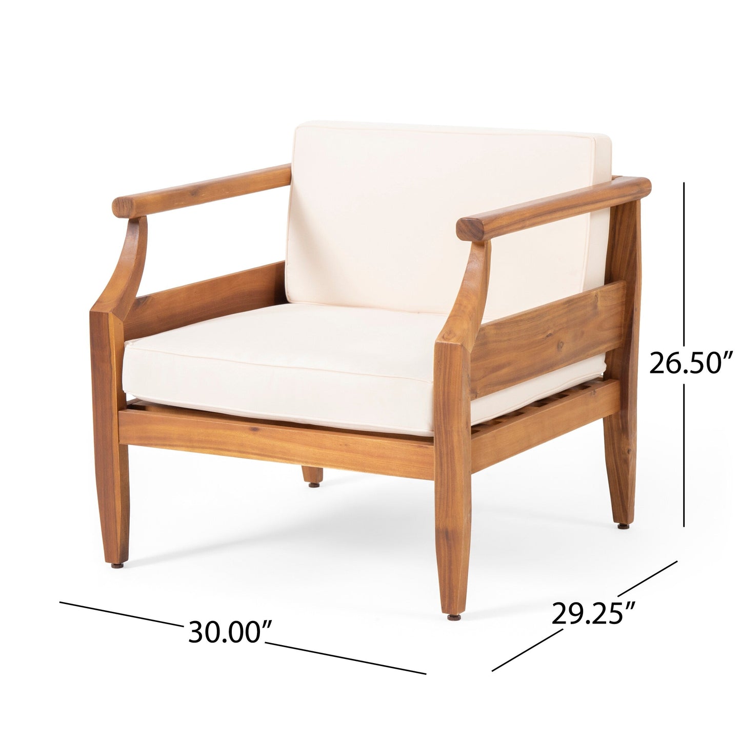 Set da salotto Aston Outdoor Mid-Century Modern in acacia con 4 posti e cuscini di Christopher Knight Home