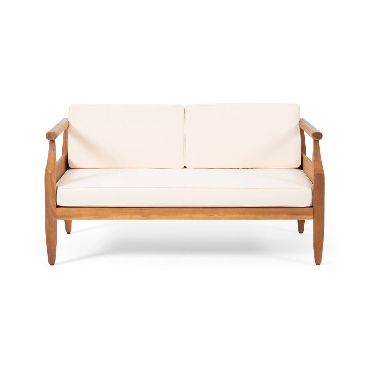 Set da salotto Aston Outdoor Mid-Century Modern in acacia con 4 posti e cuscini di Christopher Knight Home