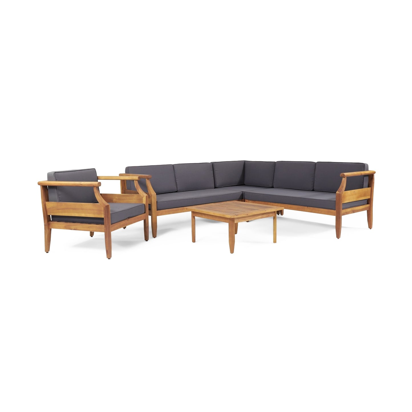 Divano componibile in legno di acacia Aston Outdoor Mid-Century Modern di Christopher Knight Home