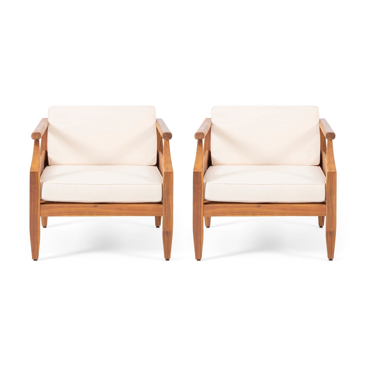 Poltrone da club imbottite moderne in acacia Aston Outdoor (set da 2) di Christopher Knight Home