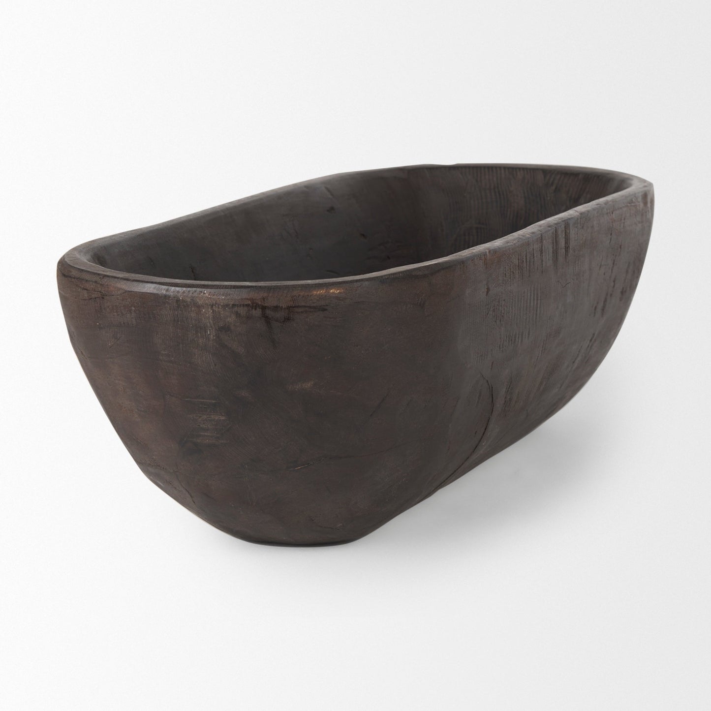 Ciotola Athena Extra Large Oblong in legno di recupero nero-marrone - 26,0 L x 10,0 W x 7,0 H