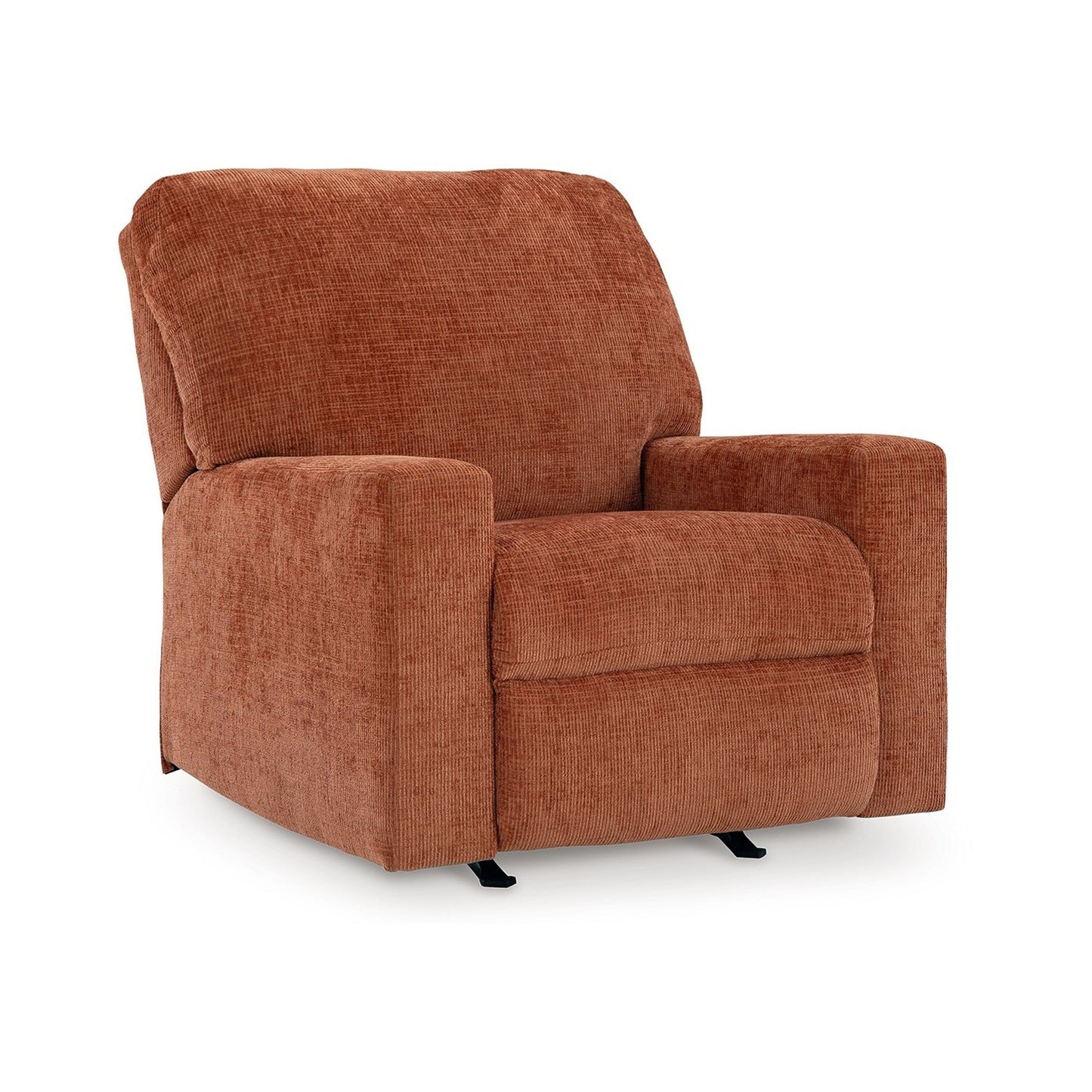 Poltrona reclinabile Avie Rocker, movimento delicato, poliestere arancione bruciato