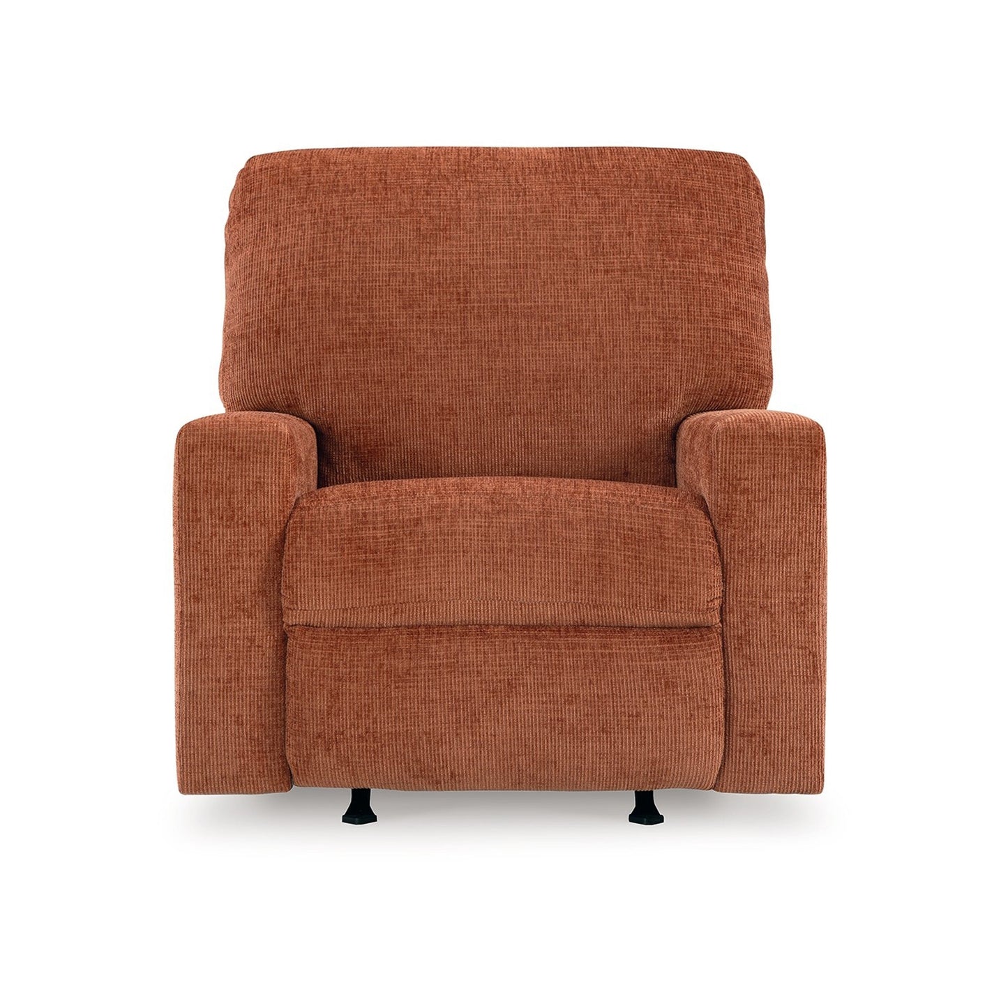 Poltrona reclinabile Avie Rocker, movimento delicato, poliestere arancione bruciato