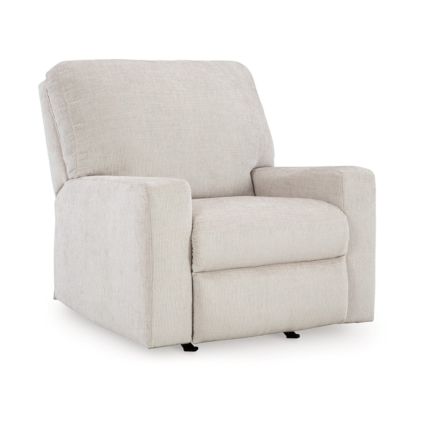 Poltrona reclinabile Avie Rocker, movimento delicato, poliestere bianco avorio