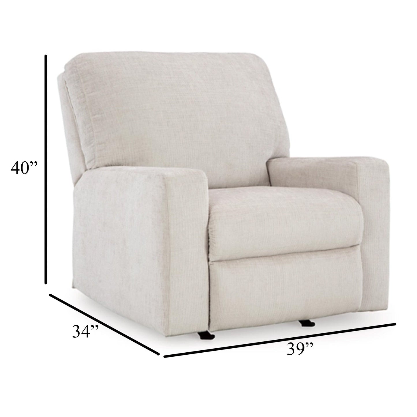 Poltrona reclinabile Avie Rocker, movimento delicato, poliestere bianco avorio