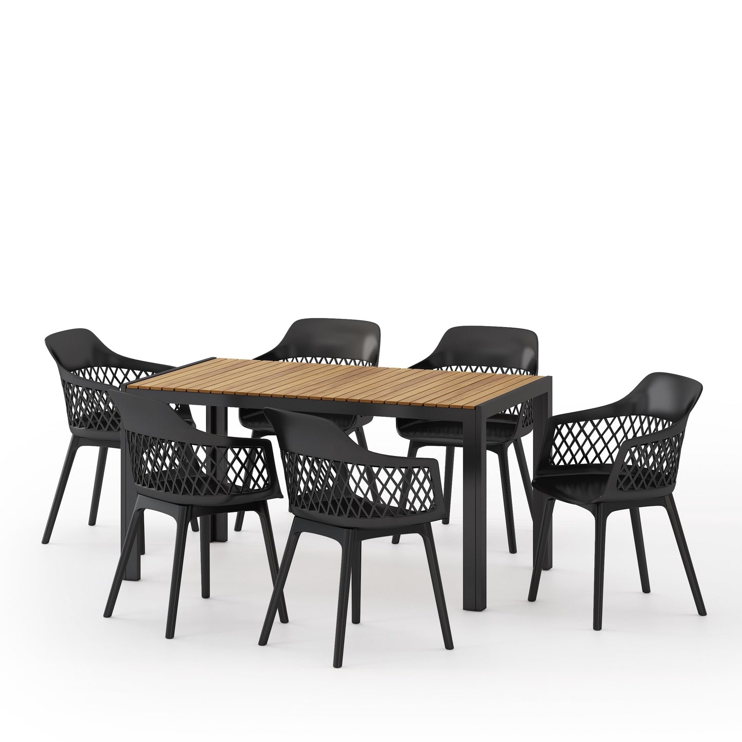 Set da pranzo da esterno Azalea in legno e resina da 7 pezzi di Christopher Knight Home