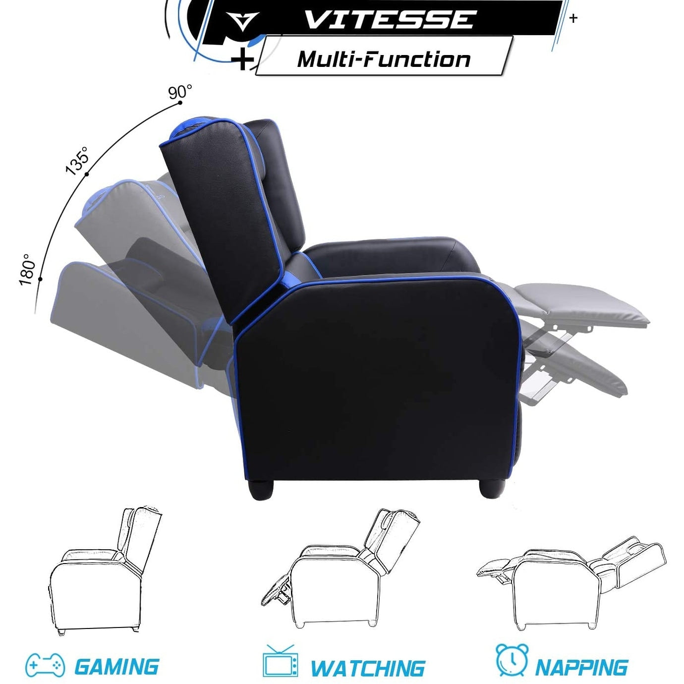 Poltrona reclinabile da gioco BOSSIN, stile racing, con schienale alto, poltrone reclinabili per soggiorno, posti a sedere per teatro