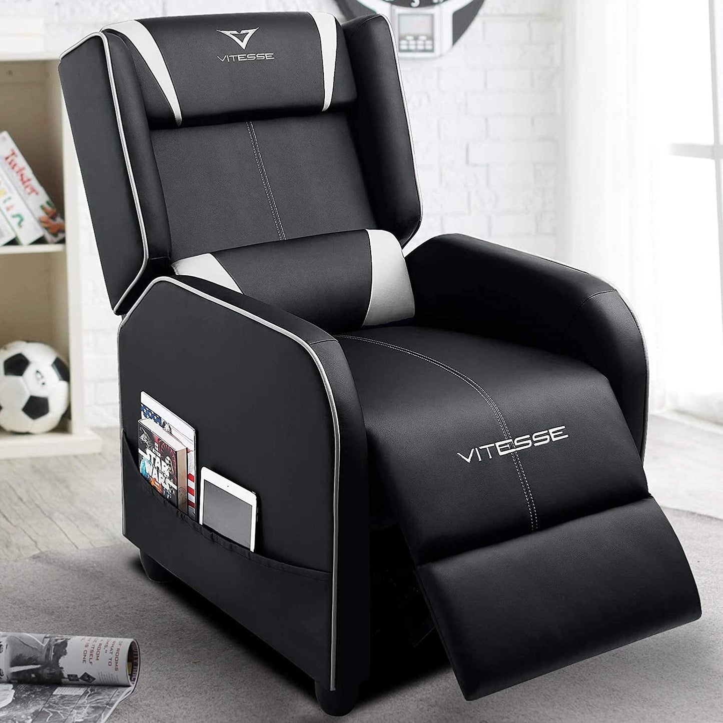 Poltrona reclinabile da gioco BOSSIN, stile racing, con schienale alto, poltrone reclinabili per soggiorno, posti a sedere per teatro