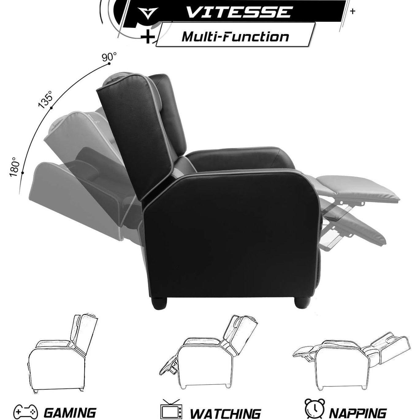 Poltrona reclinabile da gioco BOSSIN, stile racing, con schienale alto, poltrone reclinabili per soggiorno, posti a sedere per teatro