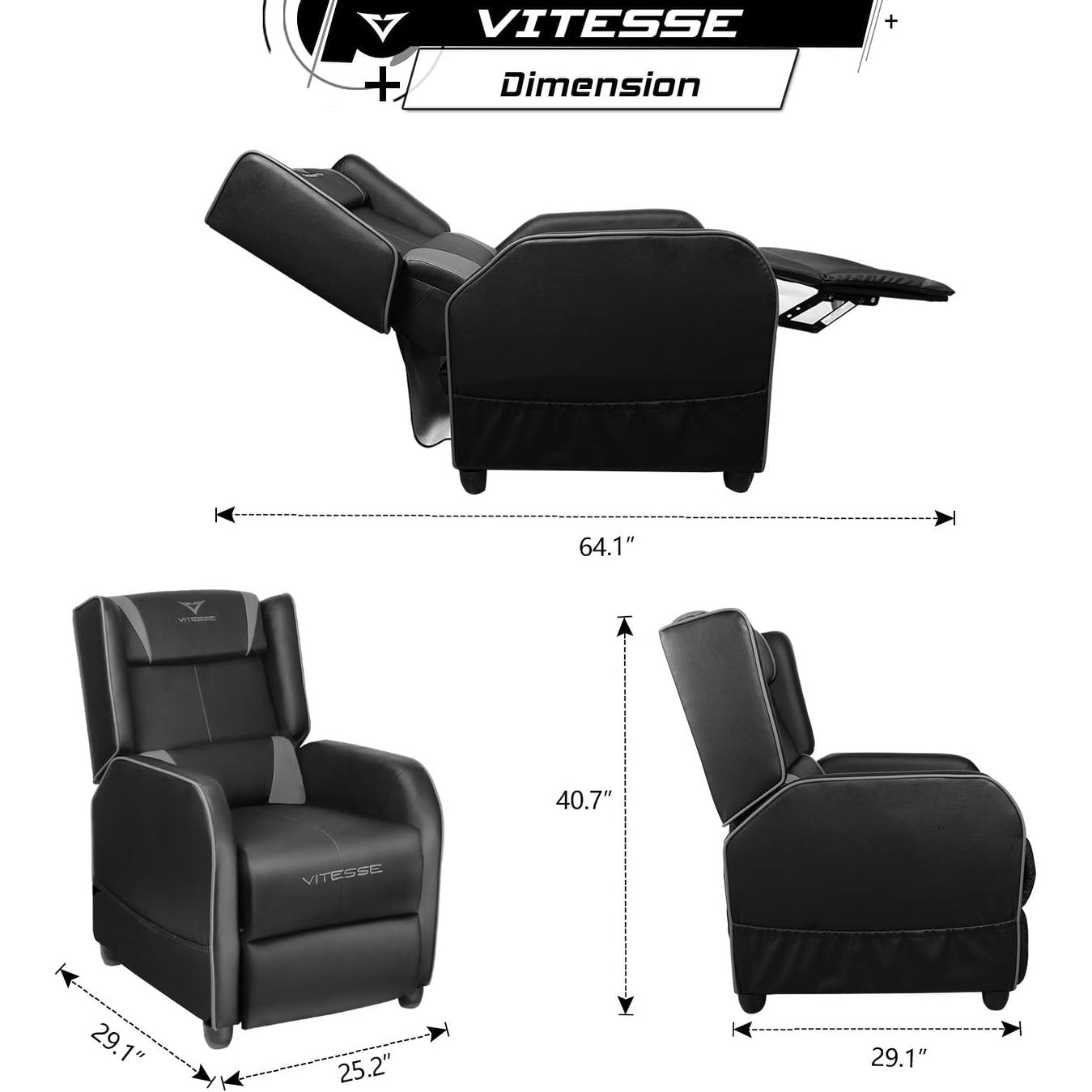Poltrona reclinabile da gioco BOSSIN, stile racing, con schienale alto, poltrone reclinabili per soggiorno, posti a sedere per teatro