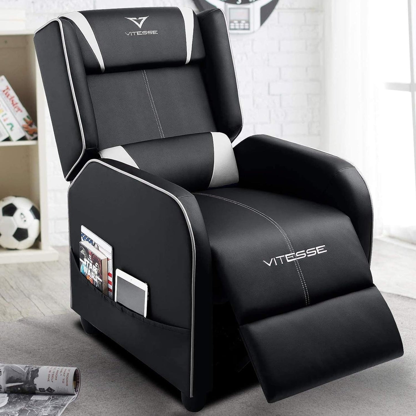 Poltrona reclinabile da gioco BOSSIN, stile racing, con schienale alto, poltrone reclinabili per soggiorno, posti a sedere per teatro