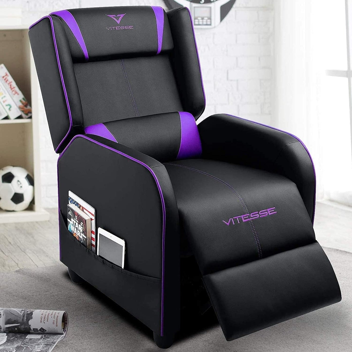 Poltrona reclinabile da gioco BOSSIN, stile racing, con schienale alto, poltrone reclinabili per soggiorno, posti a sedere per teatro