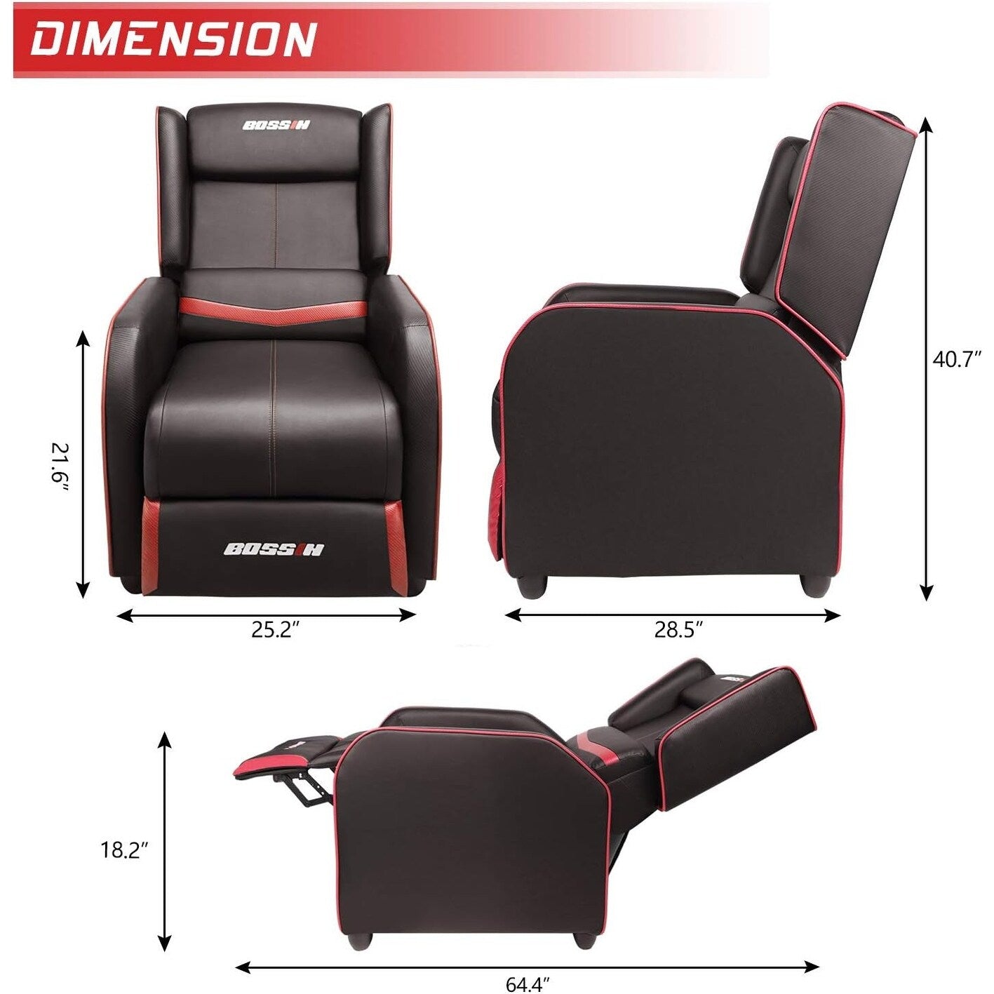 Divano reclinabile singolo ergonomico in pelle PU BOSSIN per soggiorno