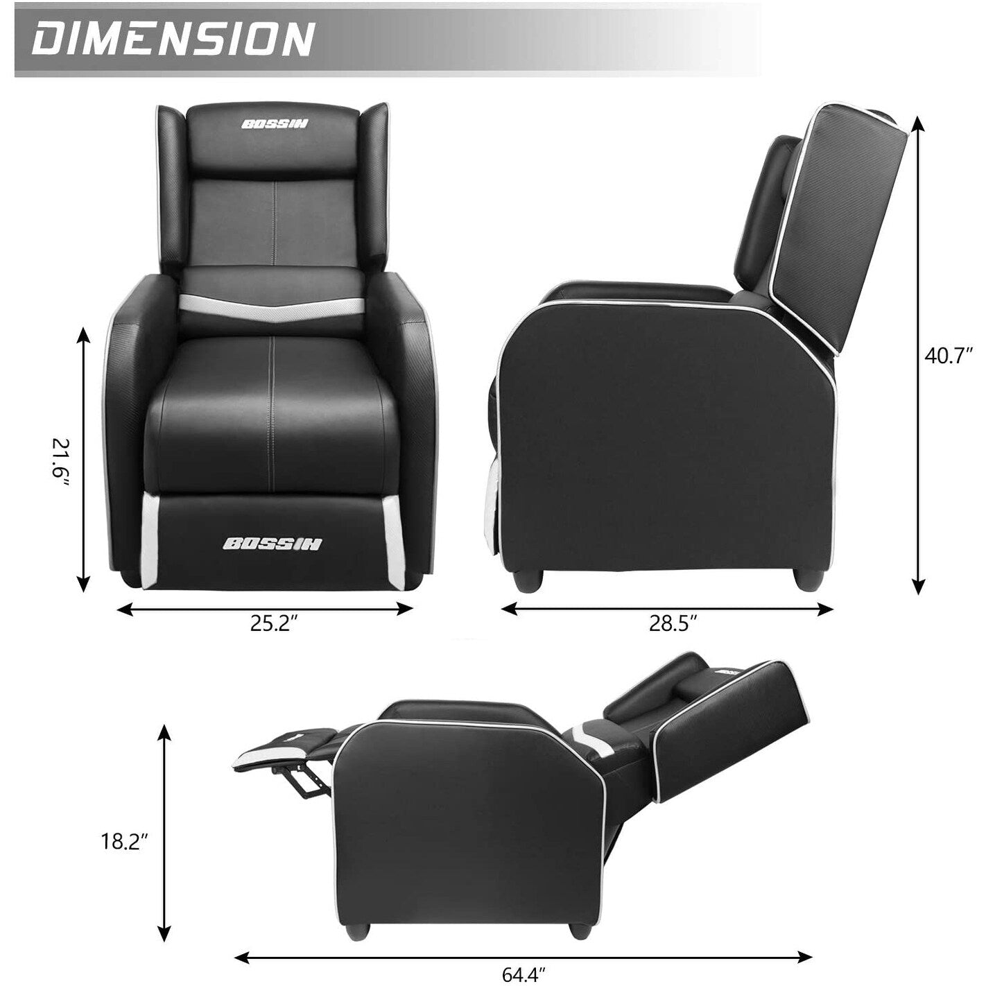 Divano reclinabile singolo ergonomico in pelle PU BOSSIN per soggiorno