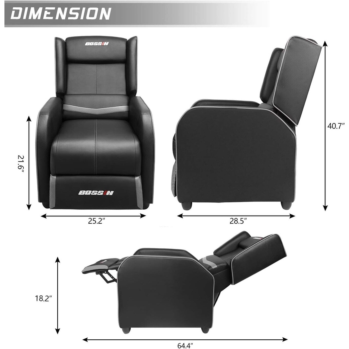 Divano reclinabile singolo ergonomico in pelle PU BOSSIN per soggiorno