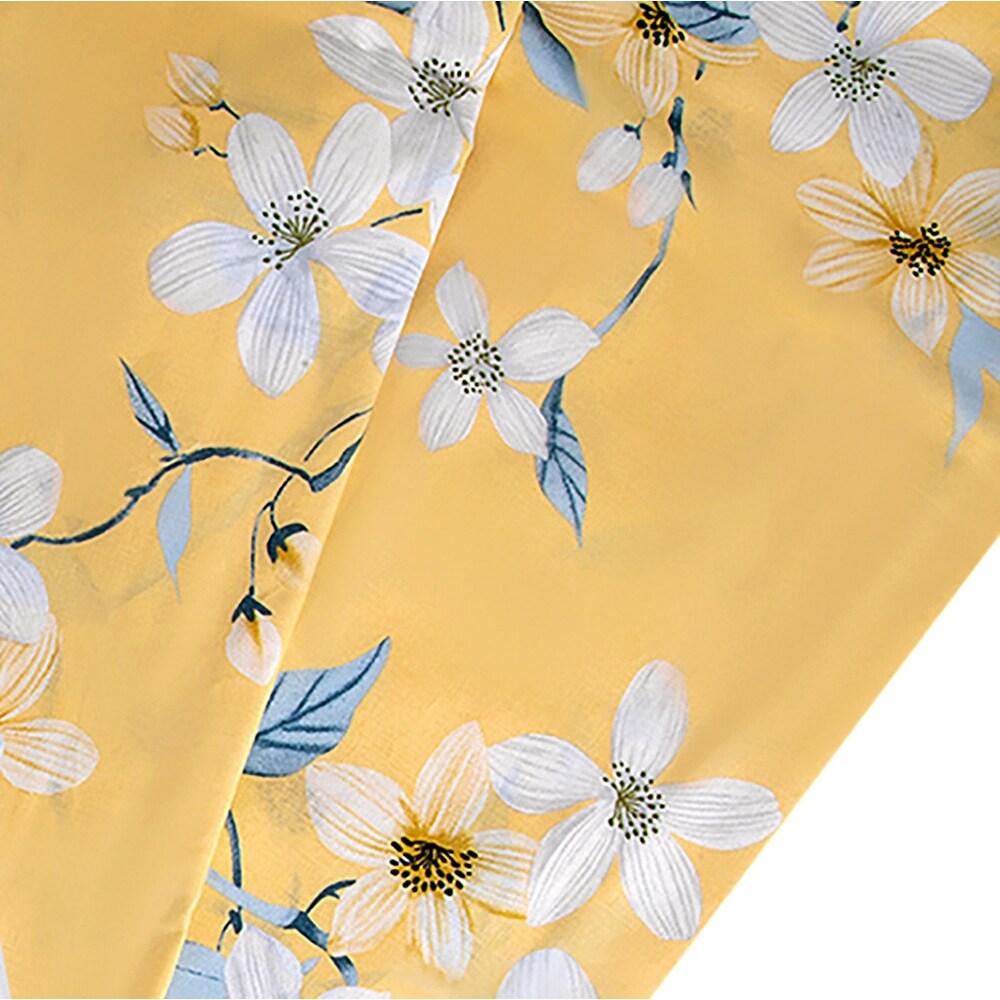 Set copripiumino in cotone giallo e grigio Bahar Cherry Blossom