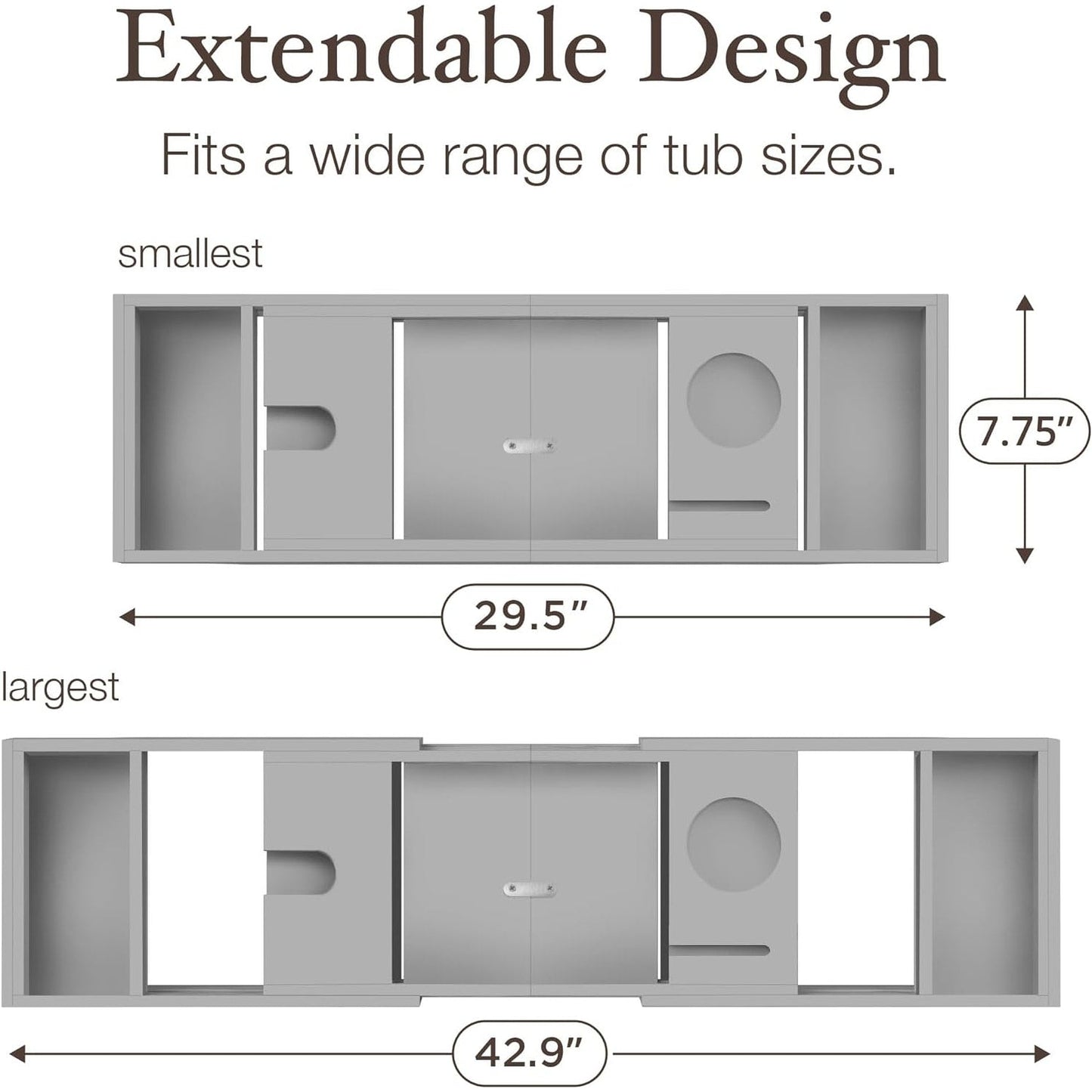 Vassoio per vasca da bagno in bambù - Vassoio espandibile per vasca, porta libri e tablet - Tavolo da bagno, vassoio per vasca, portaoggetti per vasca, design pieghevole