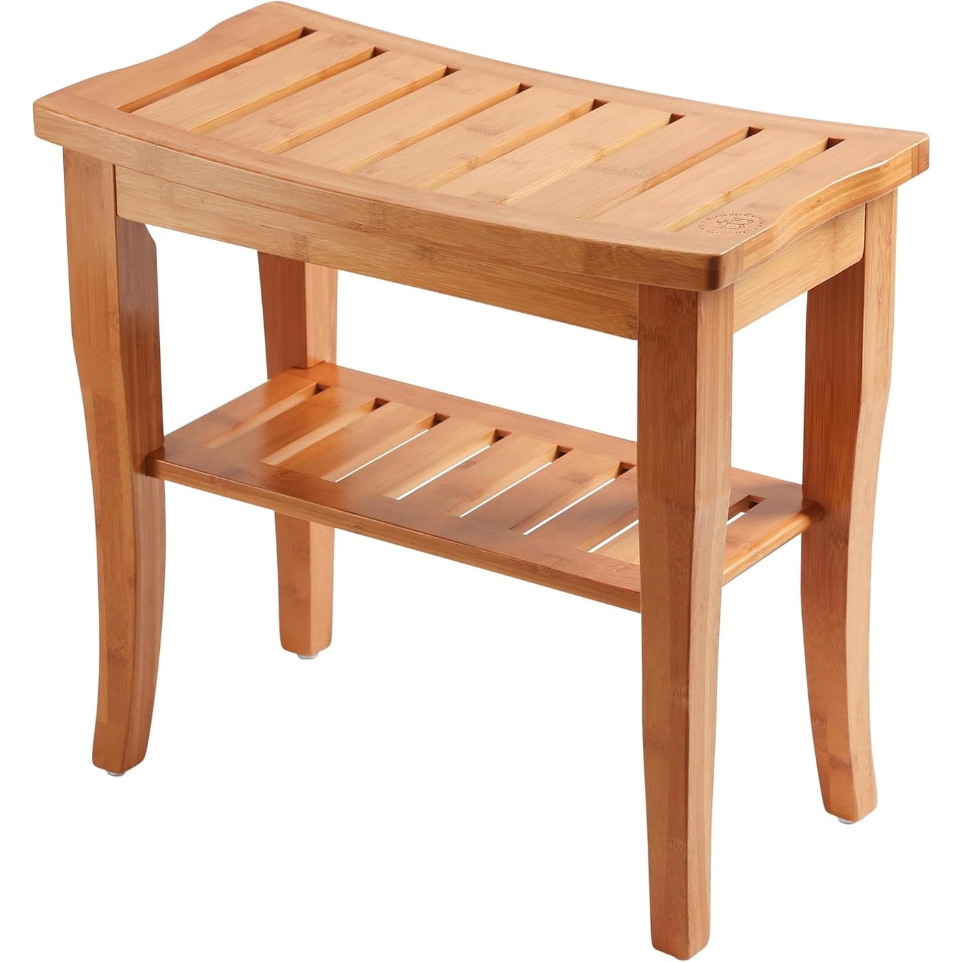Sgabello da doccia in bambù per spa - Seduta in legno a 2 livelli, poggiapiedi, sgabello da barba con piedini antiscivolo + ripiano portaoggetti