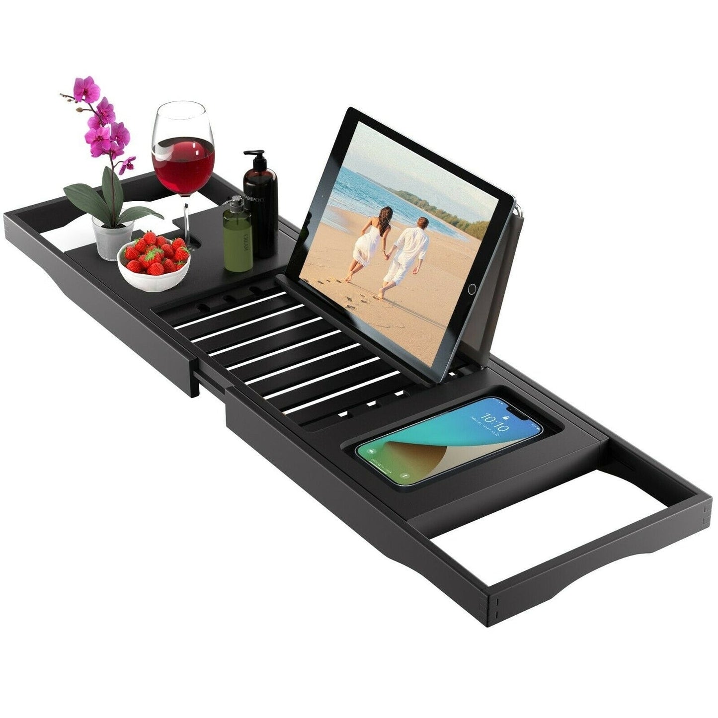 Vassoio per vasca da bagno - Vassoio regolabile in bambù per vasca da bagno - Vassoio pieghevole per vasca da bagno in legno - Accessori per il bagno