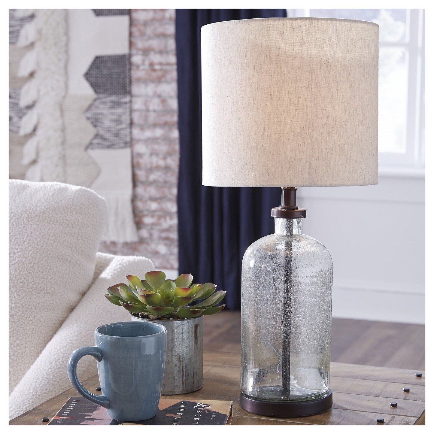 Lampada da tavolo in vetro Bandile Modern Farmhouse - 10W x 10D x 22H