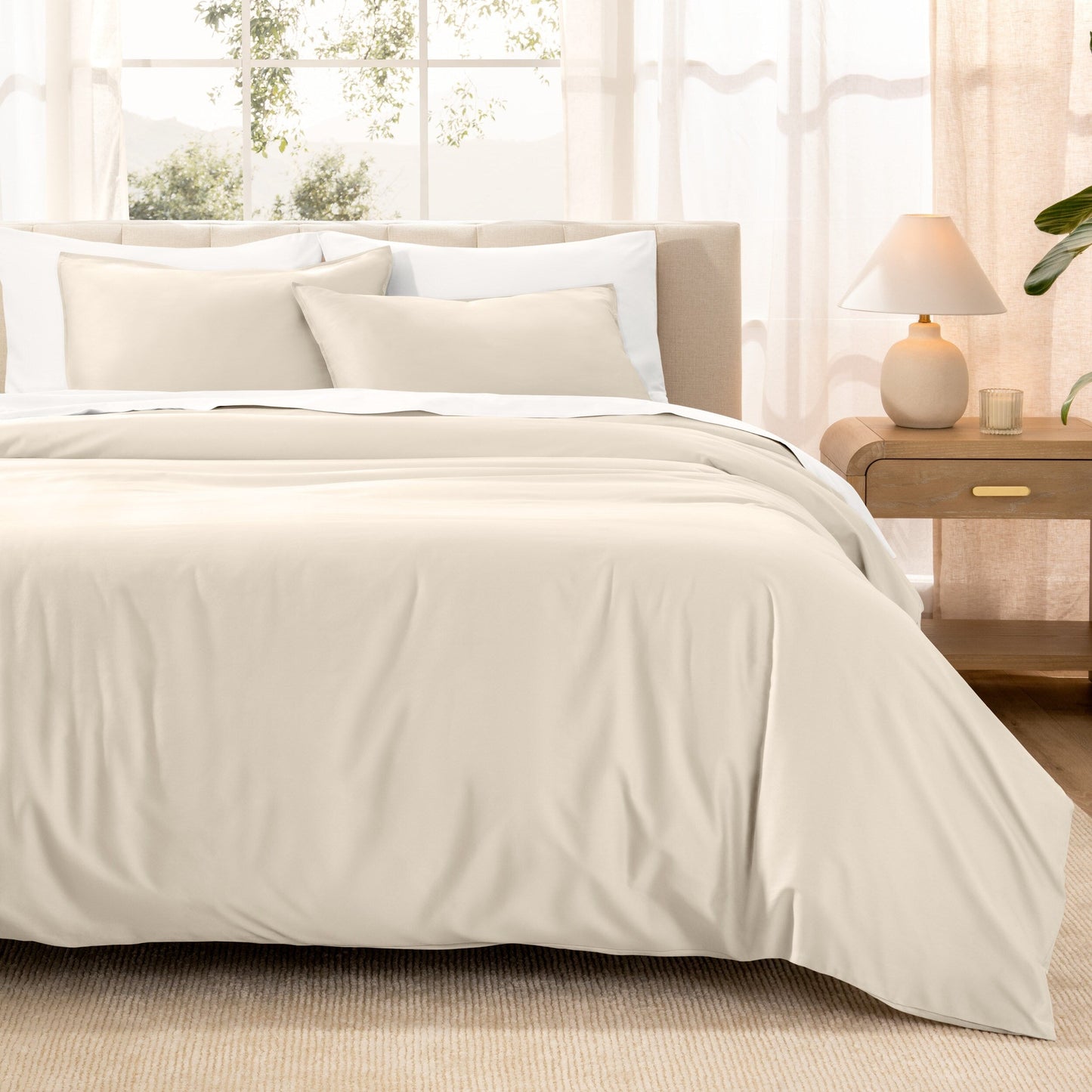Set copripiumino in cotone biologico Bare Home - Tessuto liscio in raso