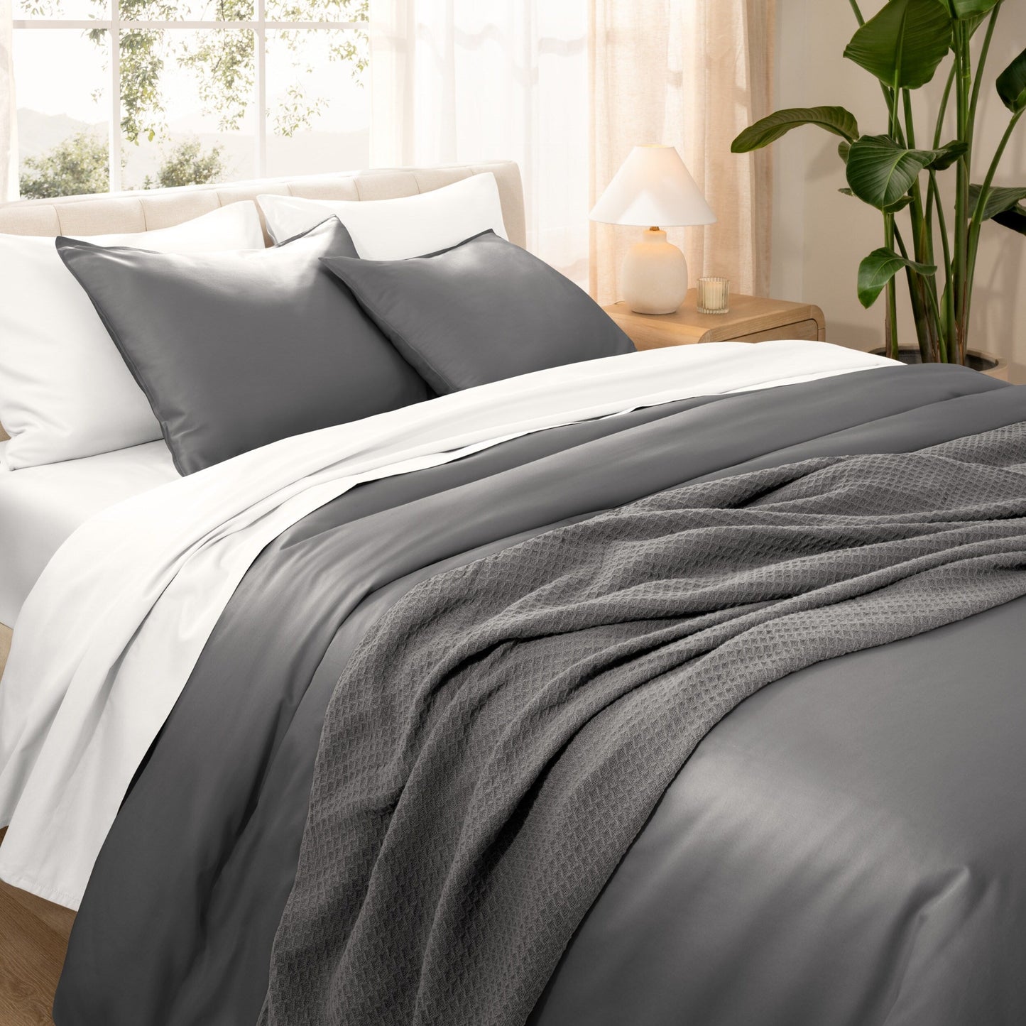 Set copripiumino in cotone biologico Bare Home - Tessuto liscio in raso