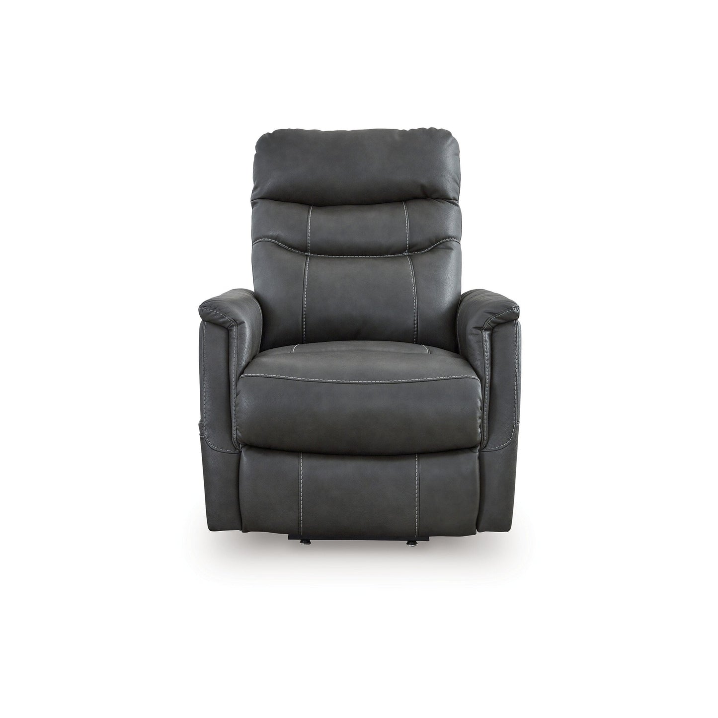 Poltrona reclinabile elettrica Barrett, similpelle grigio scuro, schienale con cuscino