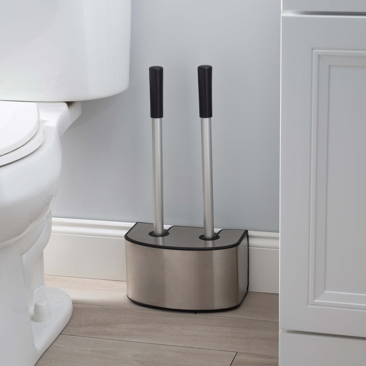 Set 2 in 1 di scopino e sturalavandini Bath Bliss in acciaio inossidabile - 8,66 x 5,12 x 18,9