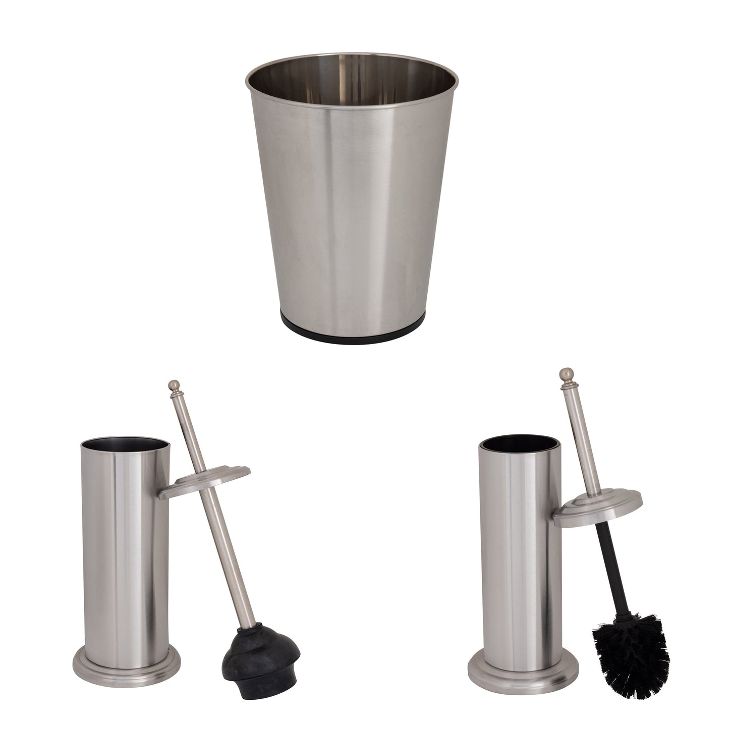 Set da bagno Bath Bliss con cestino, scopino e sturalavandini, 3 pezzi - Set da 3 pezzi