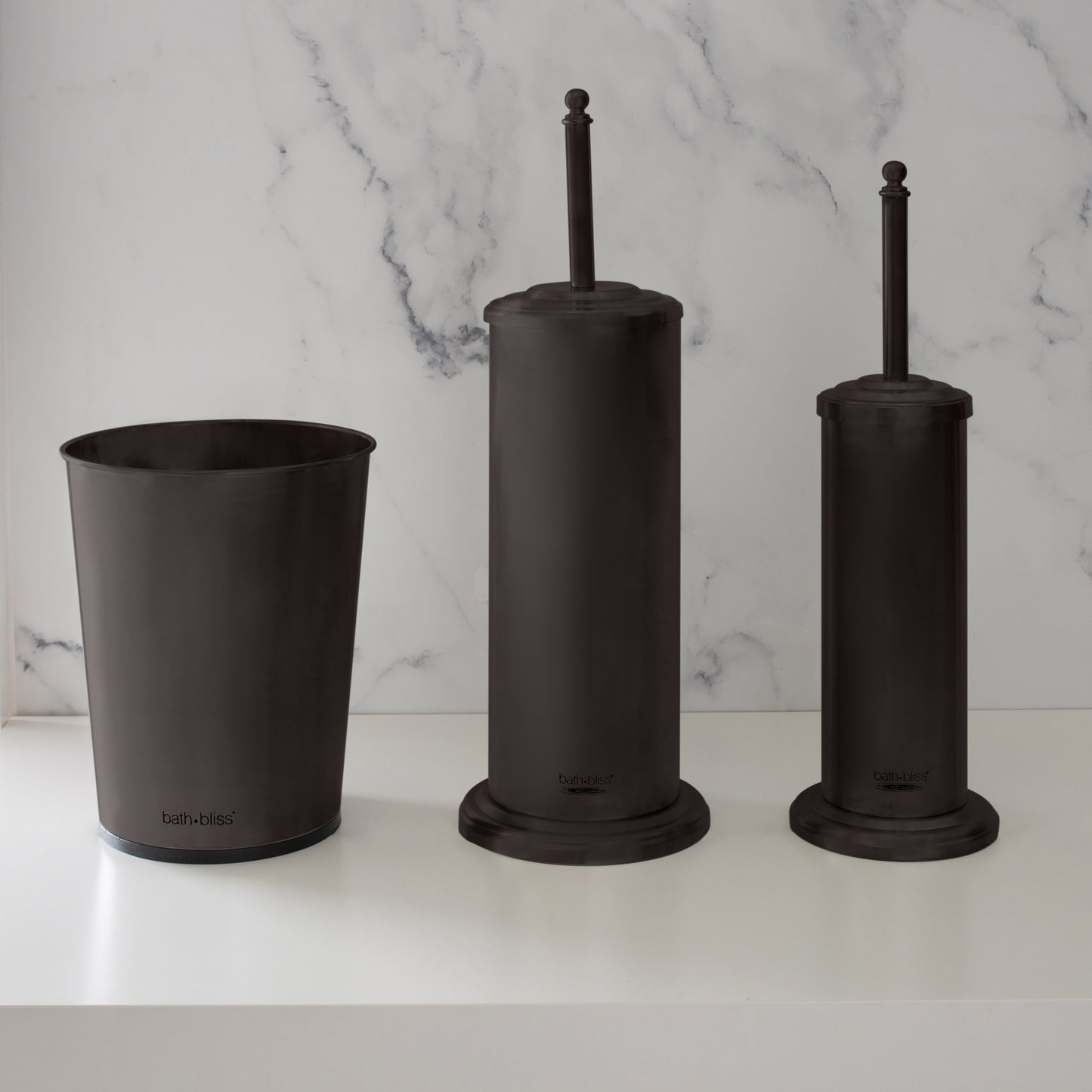 Set da bagno Bath Bliss con cestino, scopino e sturalavandini, 3 pezzi - Set da 3 pezzi