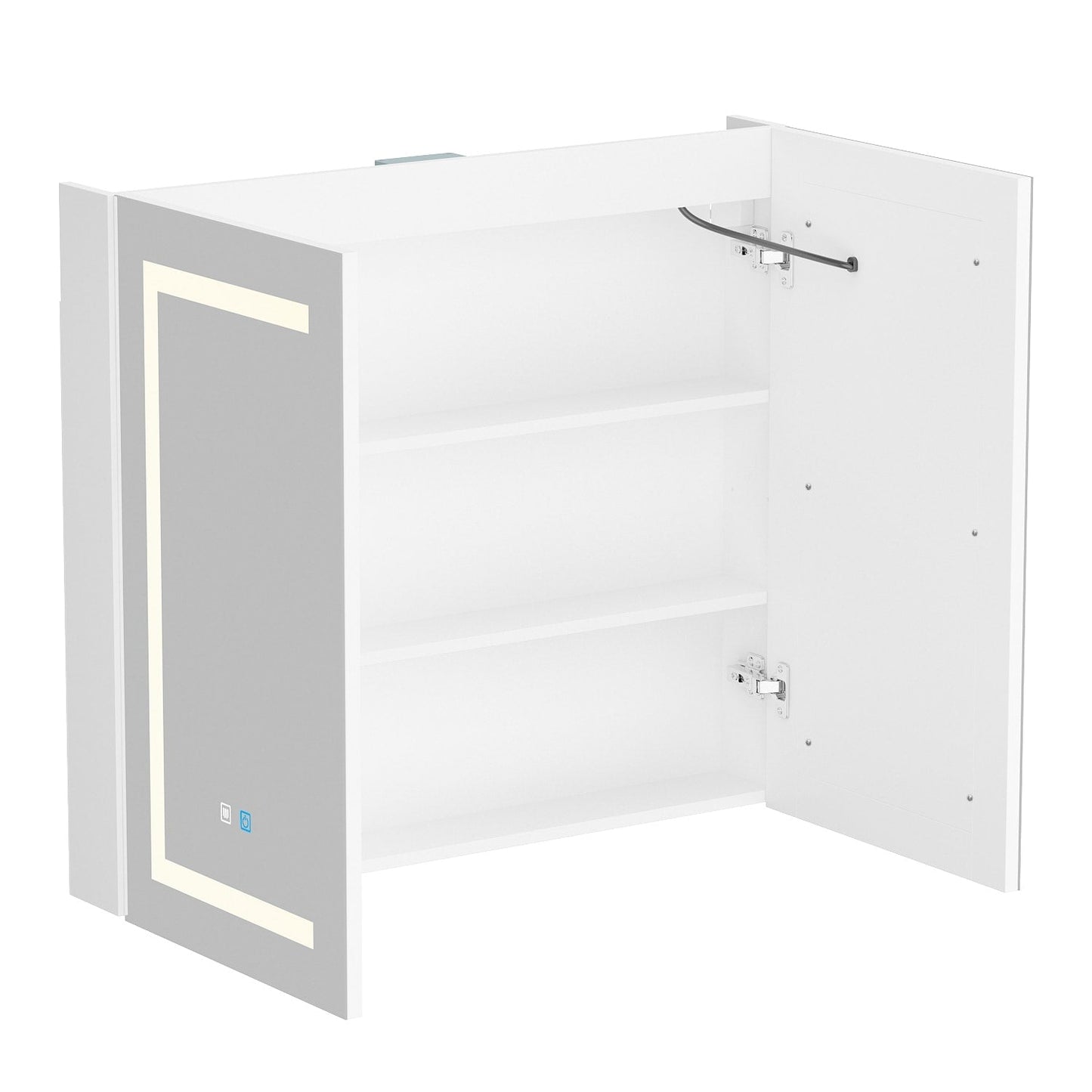 Mobiletto per medicinali da bagno con specchio LED antiappannamento 6000K, mobiletto da parete bianco