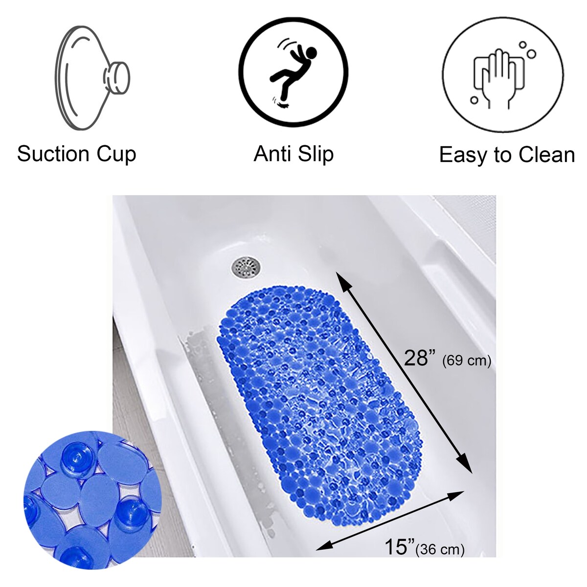 Tappetino antiscivolo ovale per vasca da bagno Bubbles 28 L x 15 W